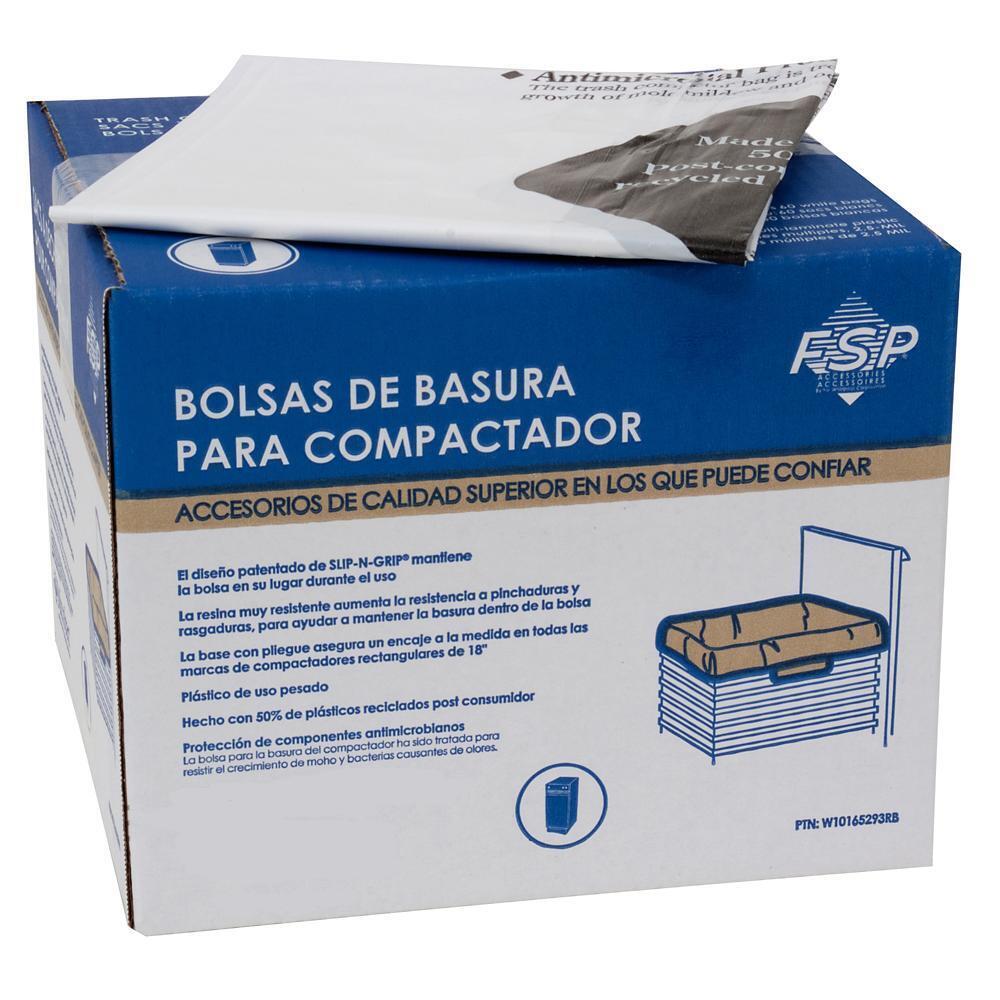 Amana W10165294RB Trash Compactor Bags - 60 Count, Heavy-Duty & Leak-Proof for Kitchen & Commercial Use