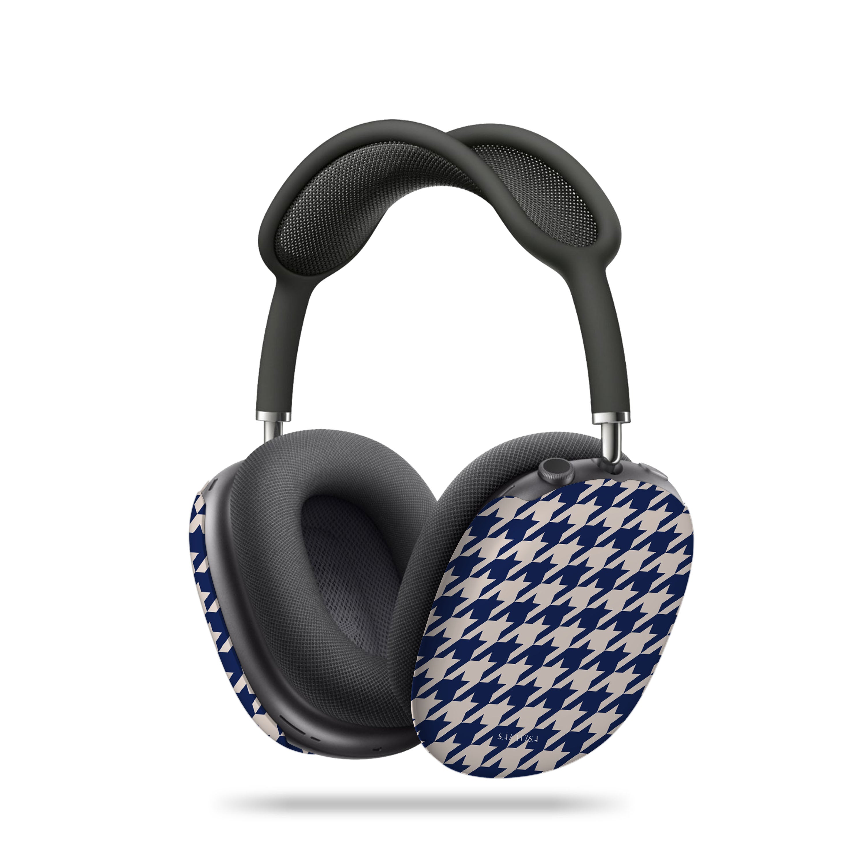 Premium Blue Houndstooth Protective Case for AirPods Max - Stylish & Durable Cover for Travel, Work & Daily Use