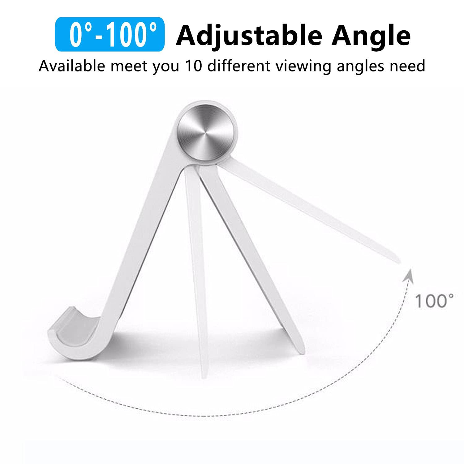 Adjustable Foldable Phone Stand Holder for Desk - Universal Cellphone Cradle Dock for iPhone, iPad, Tablet 4-7.9 Inch Smartphones (White) - Perfect for Office, Home, Video Calls & Hands-Free Viewing