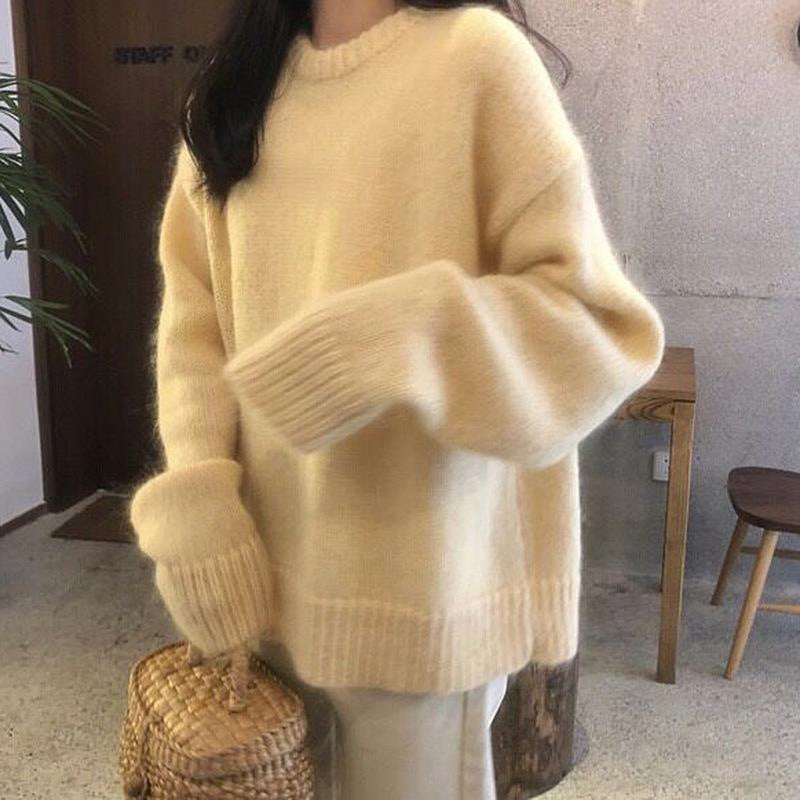 Cozy Loose Round Neck Sweater for Women - Soft Winter & Autumn Knit Pullover - Perfect for Casual Outfits, Office Wear & Holiday Gatherings