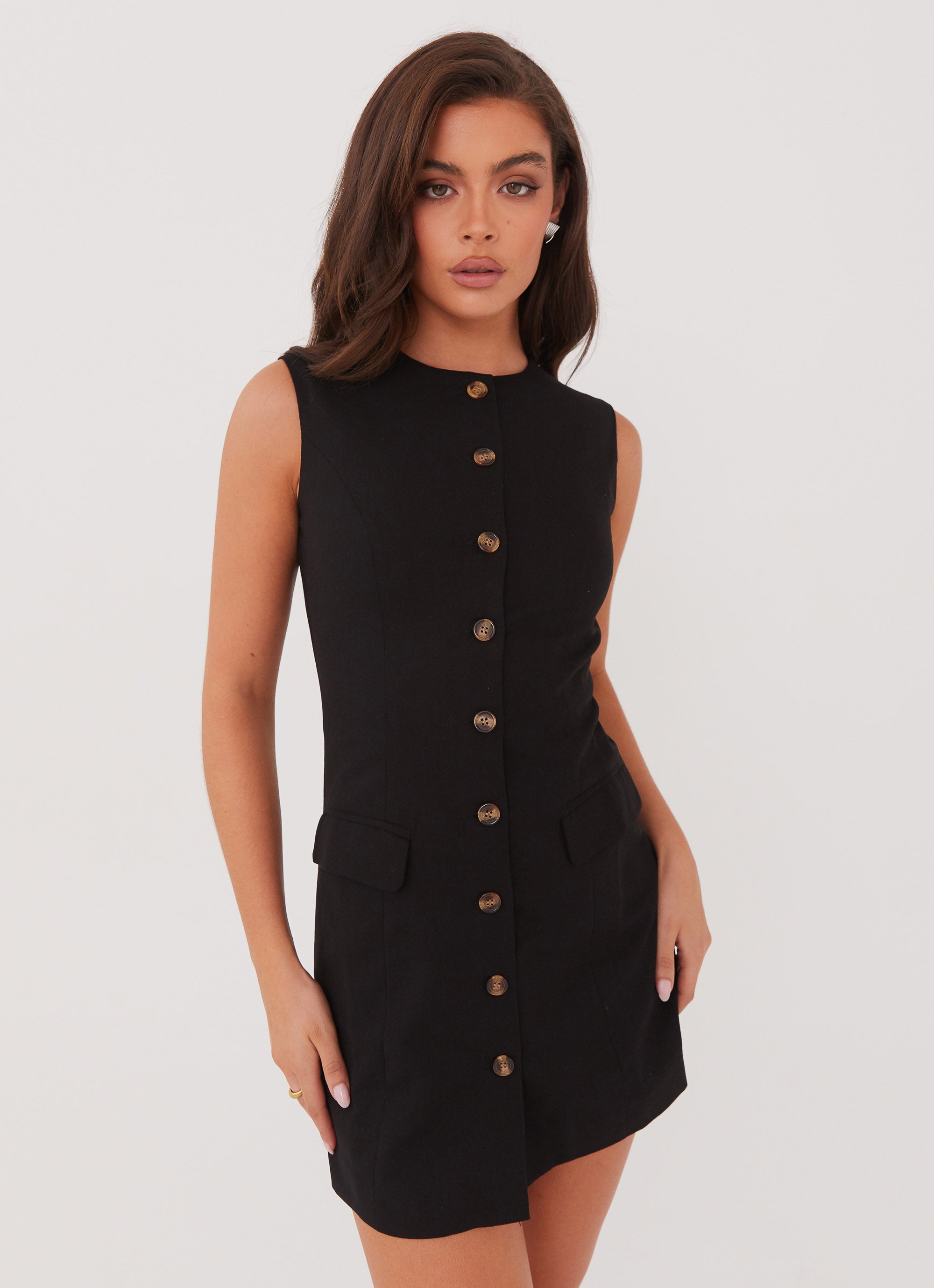 Castello Fiore Linen Mini Dress - Black | Summer Casual Short Sleeve A-Line Dress for Women | Perfect for Beach Vacations, Date Nights & Brunch Outings
