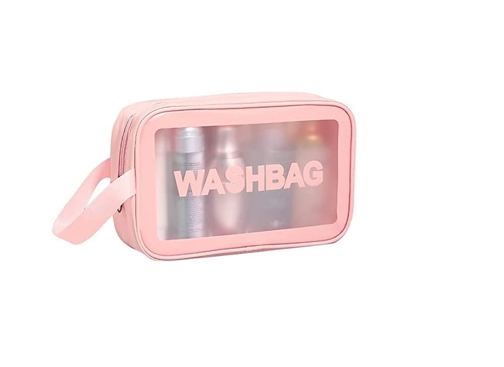 Waterproof Clear Toiletry Bag for Travel - Zippered Cosmetic Makeup Organizer for Women & Men - Portable Wash Bag for Toiletries, Cosmetics & Essentials (1pc, Pink) - Perfect for Airplane Carry-On, Gym & Weekend Getaways