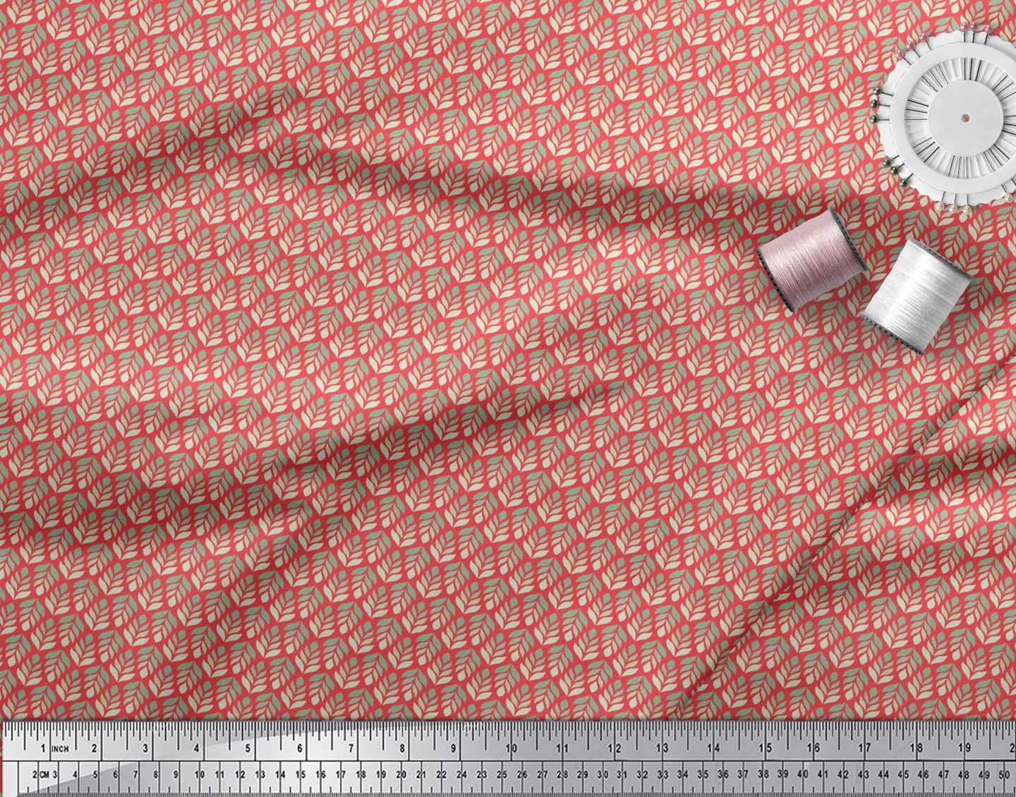 Soimoi Moss Georgette Brown Fabric by The Yard - 42 Inch Wide Printed Fabric with Small Leaves Design - Nature-Inspired Fabric for Dresses, Curtains & DIY Crafts