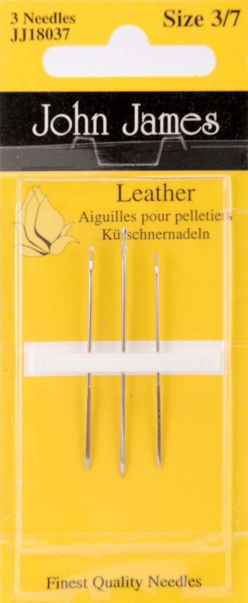 Leather Hand Needles Assorted 3/Pack - Premium Sewing Needles for Leather, Canvas & Heavy Fabrics - Ideal for Upholstery, Shoemaking & DIY Crafts