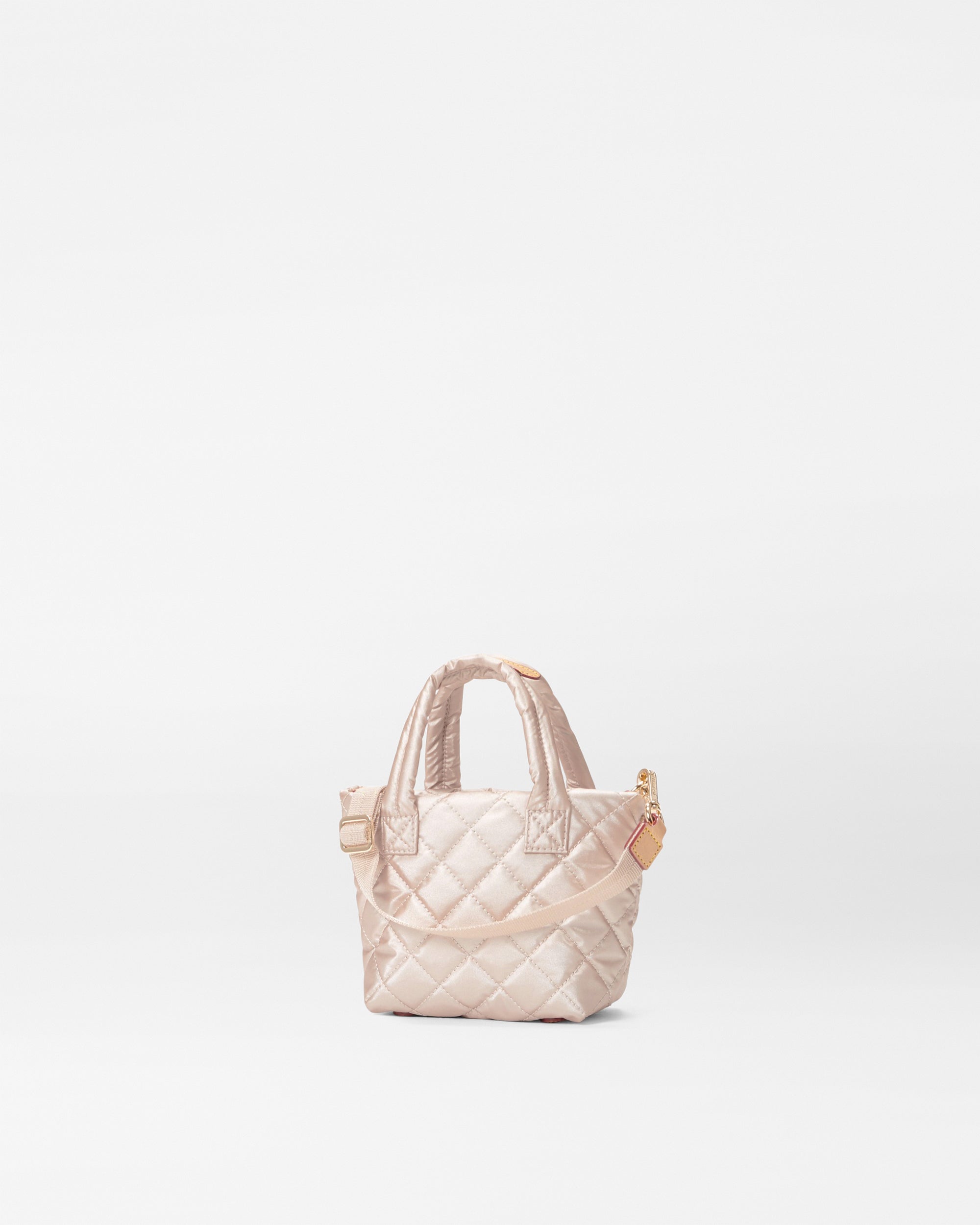 Pale Rose Gold Metallic Petite Metro Tote Bag - Elegant Deluxe Handbag for Women, Perfect for Work, Travel & Daily Use