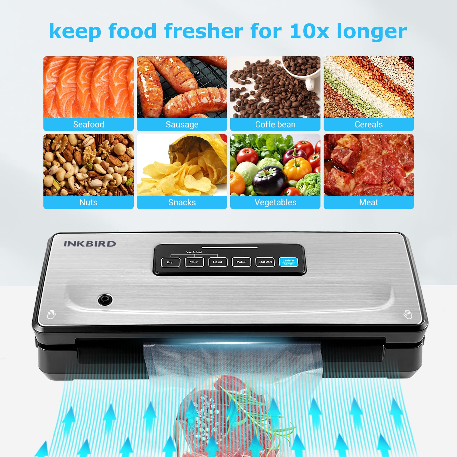INKBIRD Vacuum Sealer Machine with 55pcs 8x12