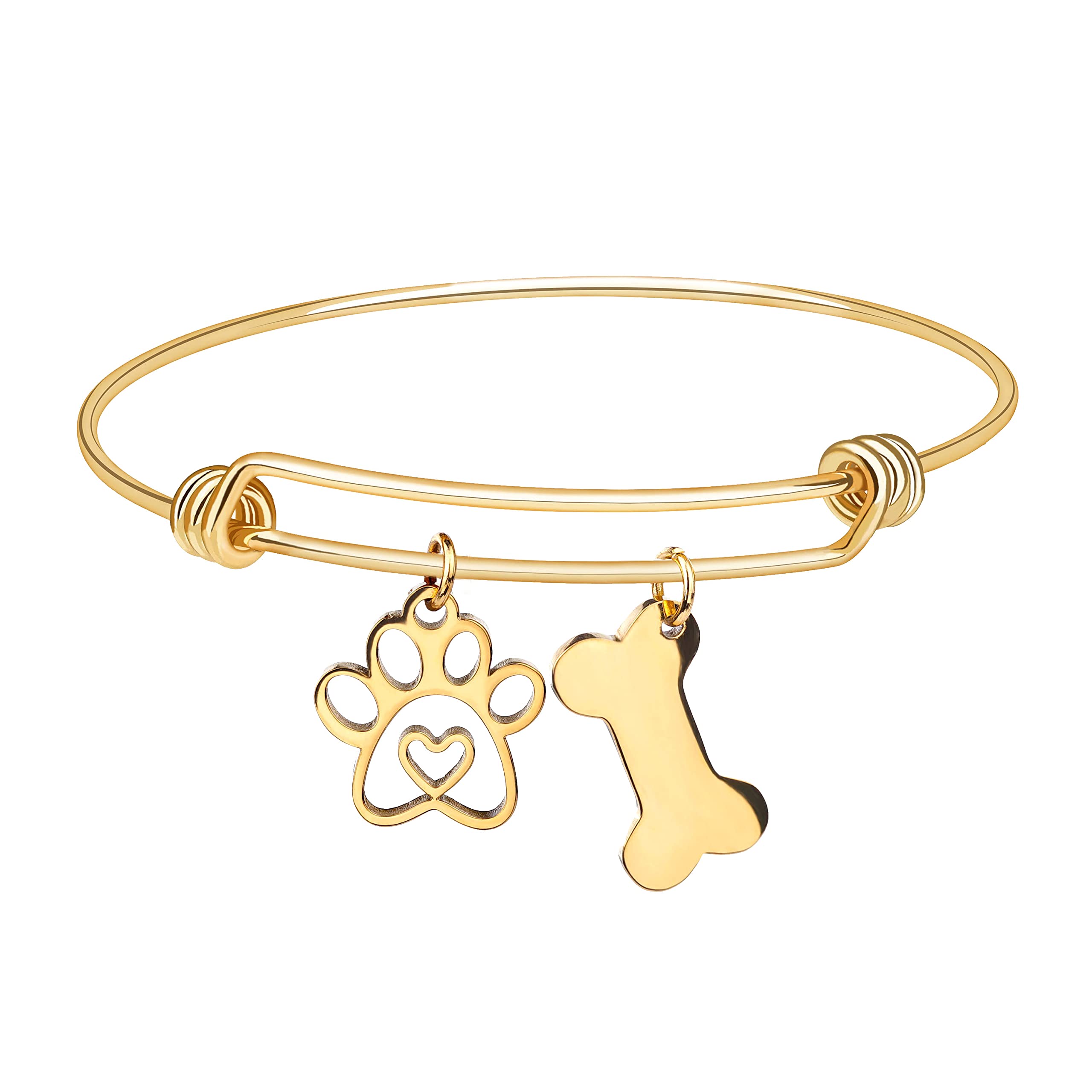 Brass Horse Dog Charm Bracelet - Gold Plated Paw Print Jewelry for Dog Lovers | Perfect Dog Mom Gift & Pet Memorial