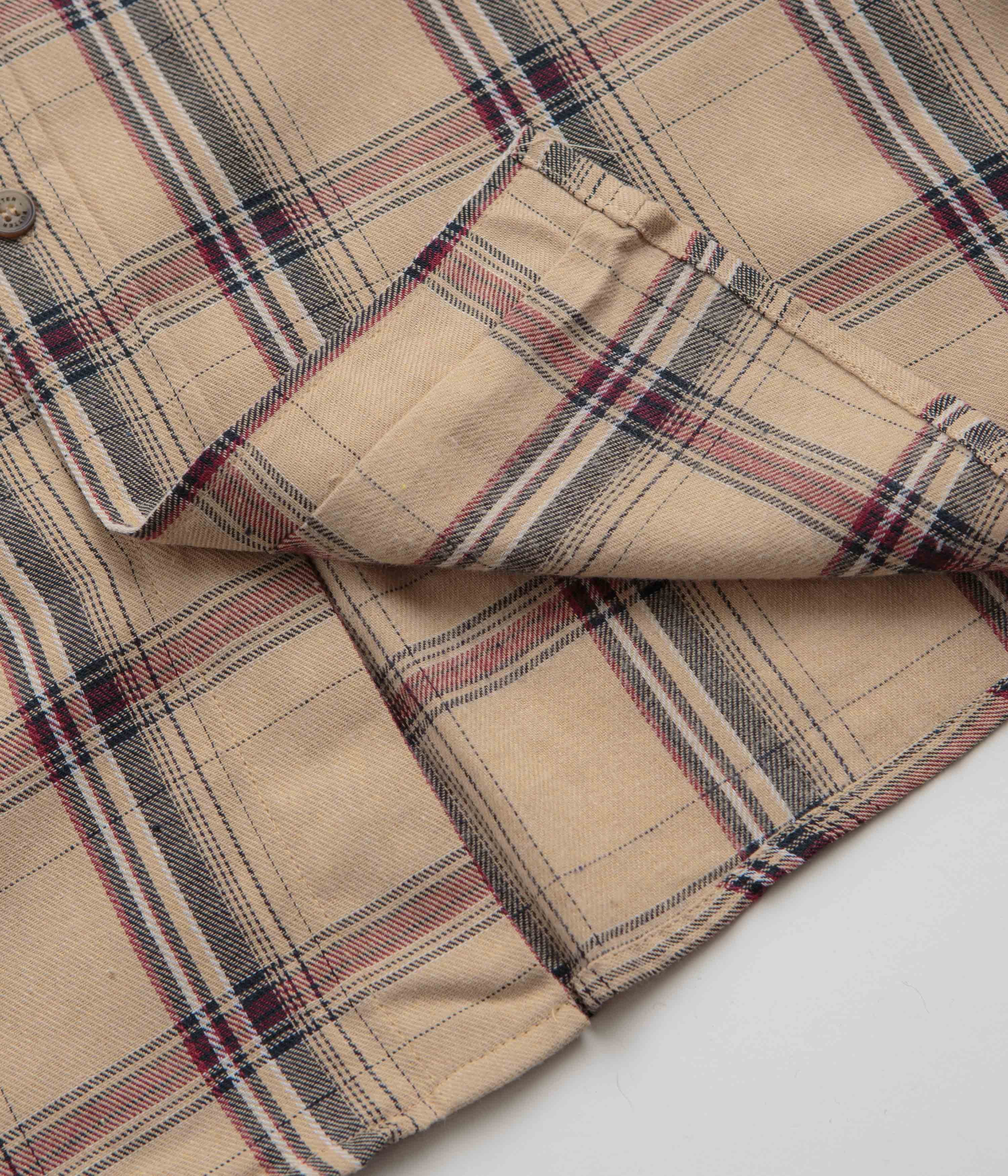 Butter Goods Bugs Flannel Shirt for Men - Soft & Comfortable Tan Plaid Shirt - Perfect for Casual Wear, Outdoor Adventures & Fall Layering