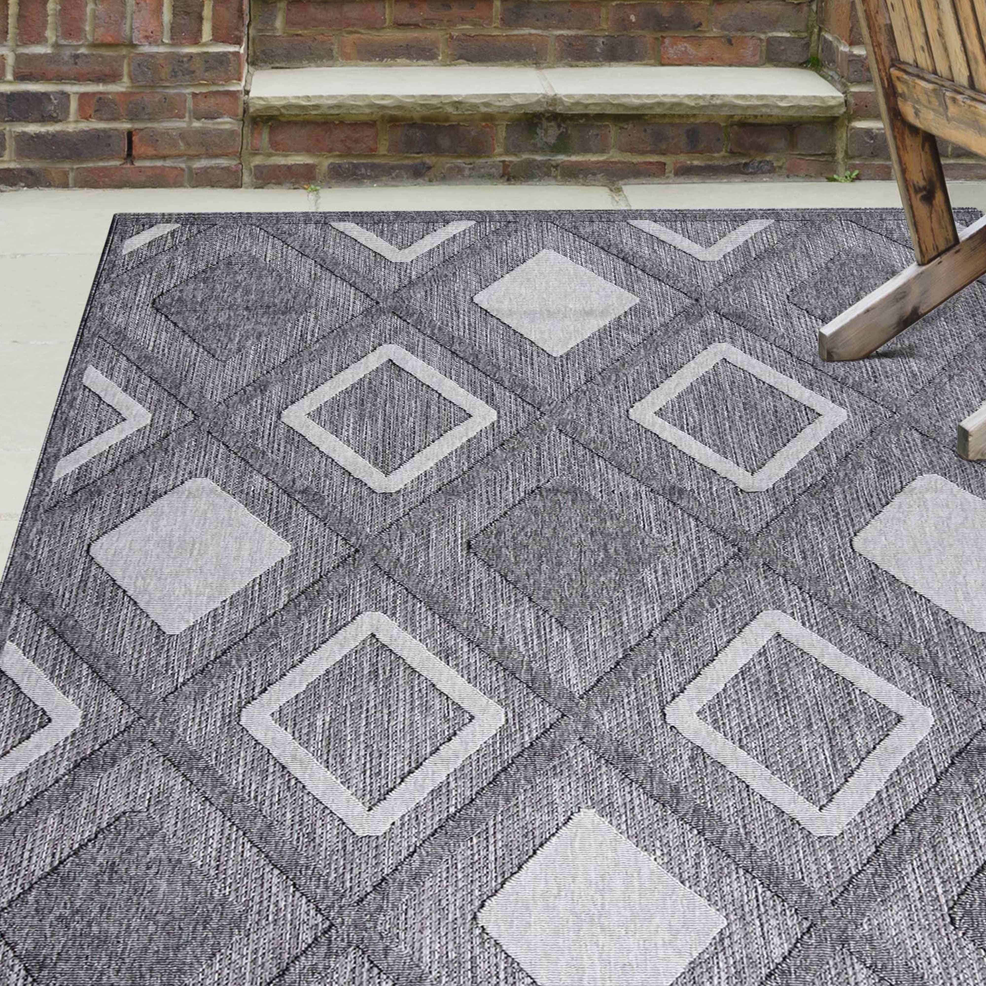 Daelyn Modern Diamond Lattice Indoor Outdoor Area Rug - Non-Slip Soft Living Room Bedroom Rug for Home Decor