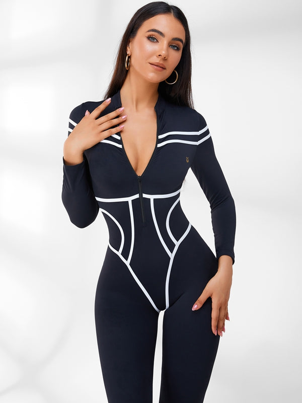 Trendy Striped Zipper Jumpsuit for Women - Stylish One-Piece Romper with Pockets - Perfect for Casual Outings, Parties & Date Nights
