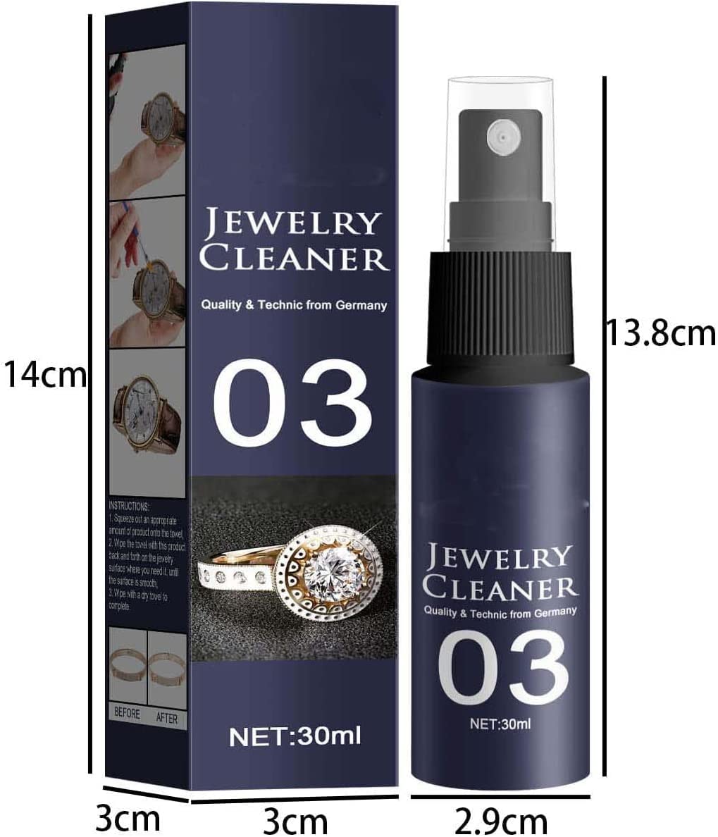 30ml Instant Shine Jewelry Cleaner for Silver, Gold & Diamonds - Anti-Tarnish Polishing Solution Spray (1pc) - Perfect for Rings, Necklaces & Watches at Home or Travel