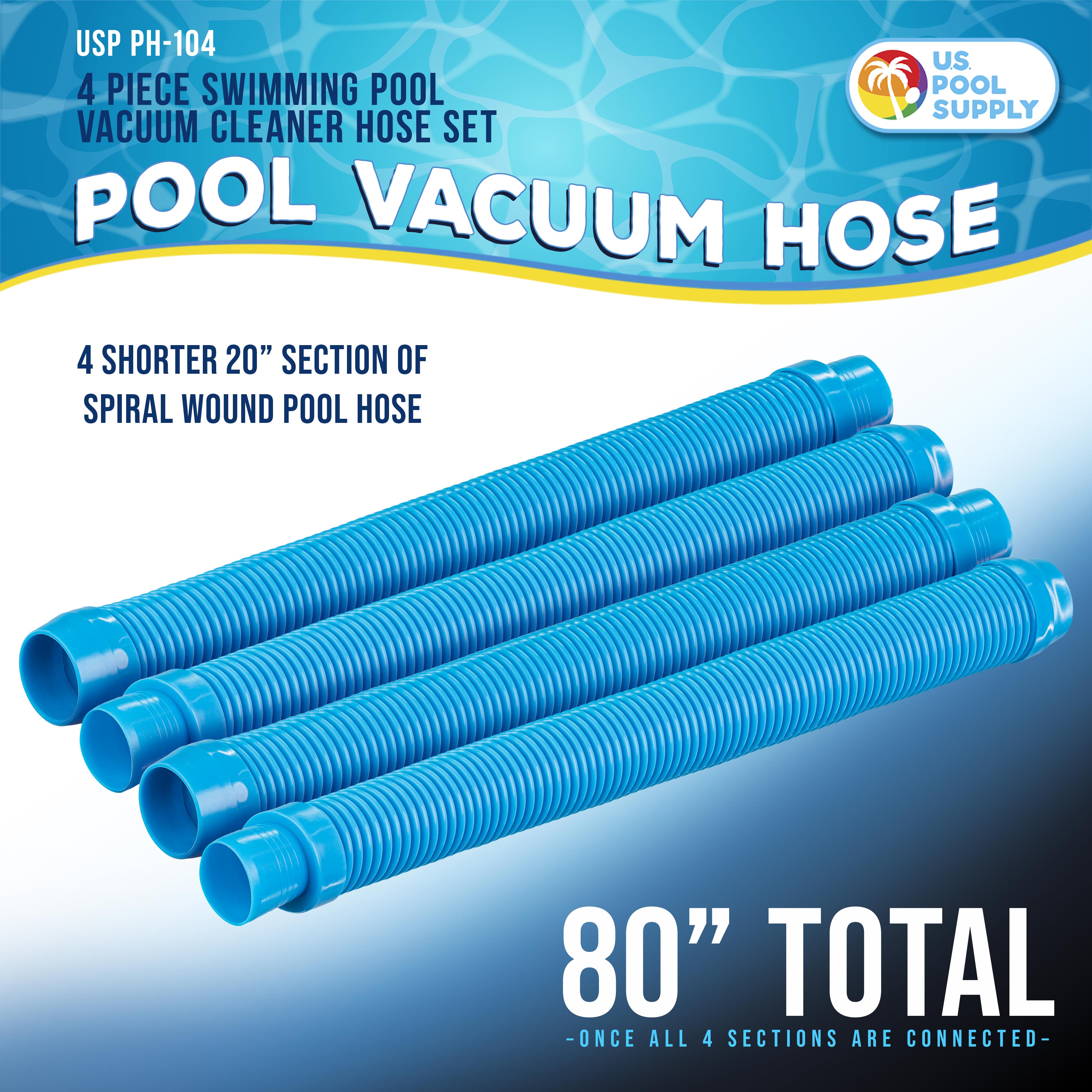 Professional Swimming Pool Vacuum Cleaner Hoses - 20 Section Short Length, 4-Piece Extension Replacement Set with 1.5