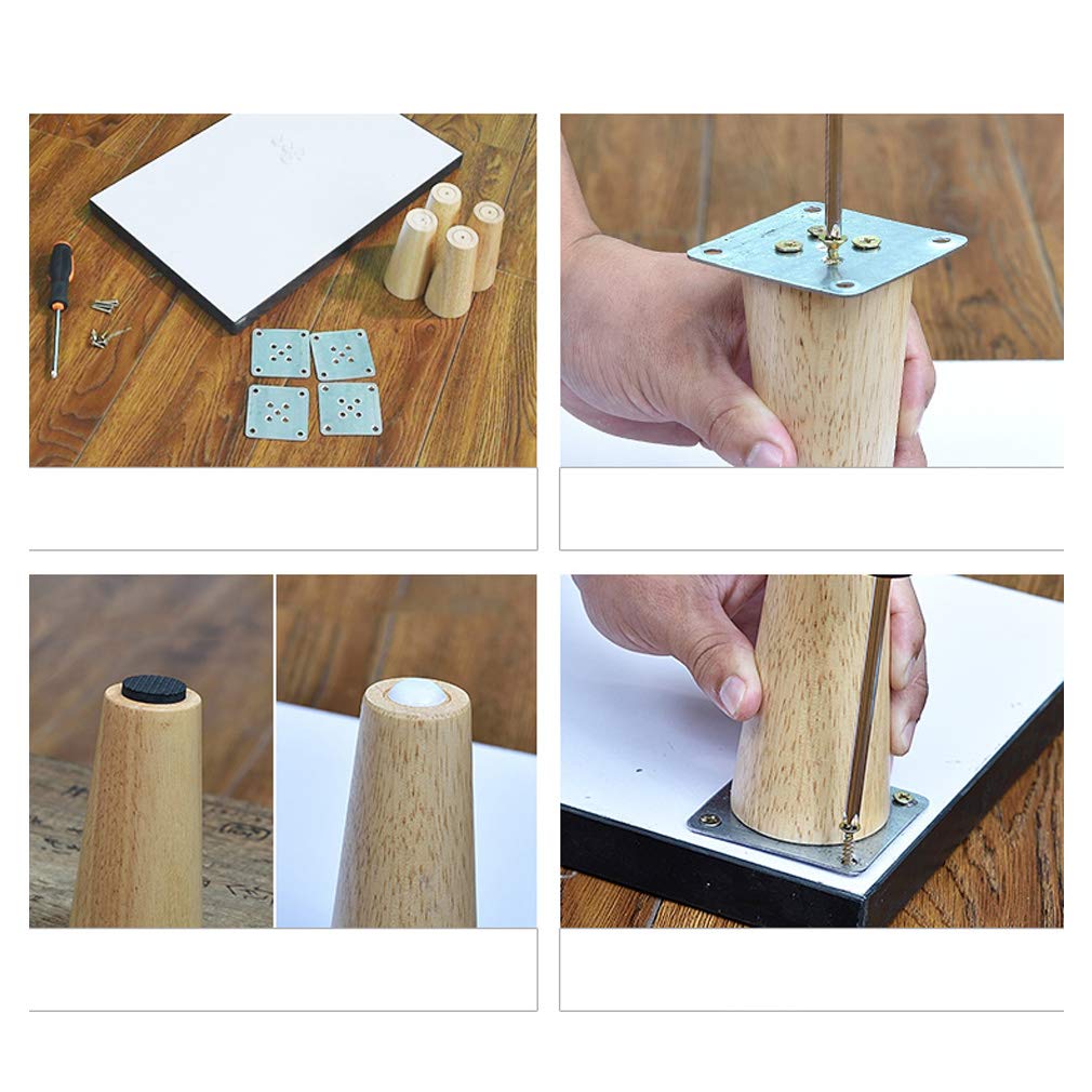 Solid Wood Table Legs - 4 Pack Slanted Conical Furniture Legs for Sofa, Bed, Cabinet, Couch & Chair (15cm/5.9in) with Mounting Plates & Screws - Perfect for DIY Furniture Repair and Home Decor Projects