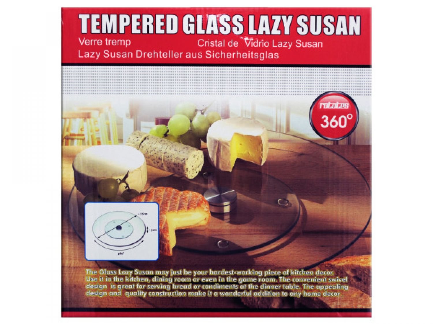 Premium Tempered Glass Lazy Susan Turntable - Set of 2 for Kitchen & Dining | Durable Serving Tray for Spices, Condiments & Entertaining | Perfect for Buffets, Dinner Parties & Home Organization