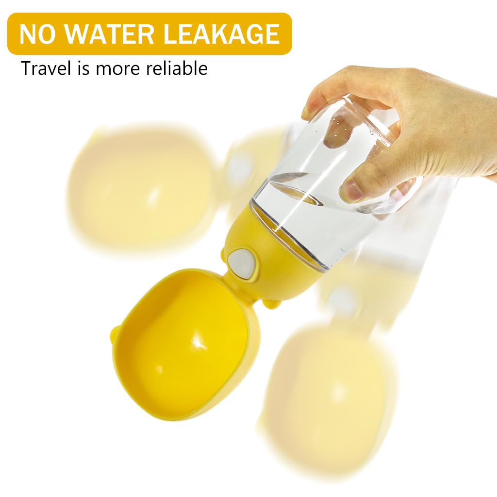 Qpets® Leak-Proof Dog Water Bottle - 380ml Portable Pet Water Dispenser for Travel & Walking, Large Capacity Dog Drinking Feeder (Yellow) - Perfect for Outdoor Adventures, Hiking, and Daily Walks with Your Pet