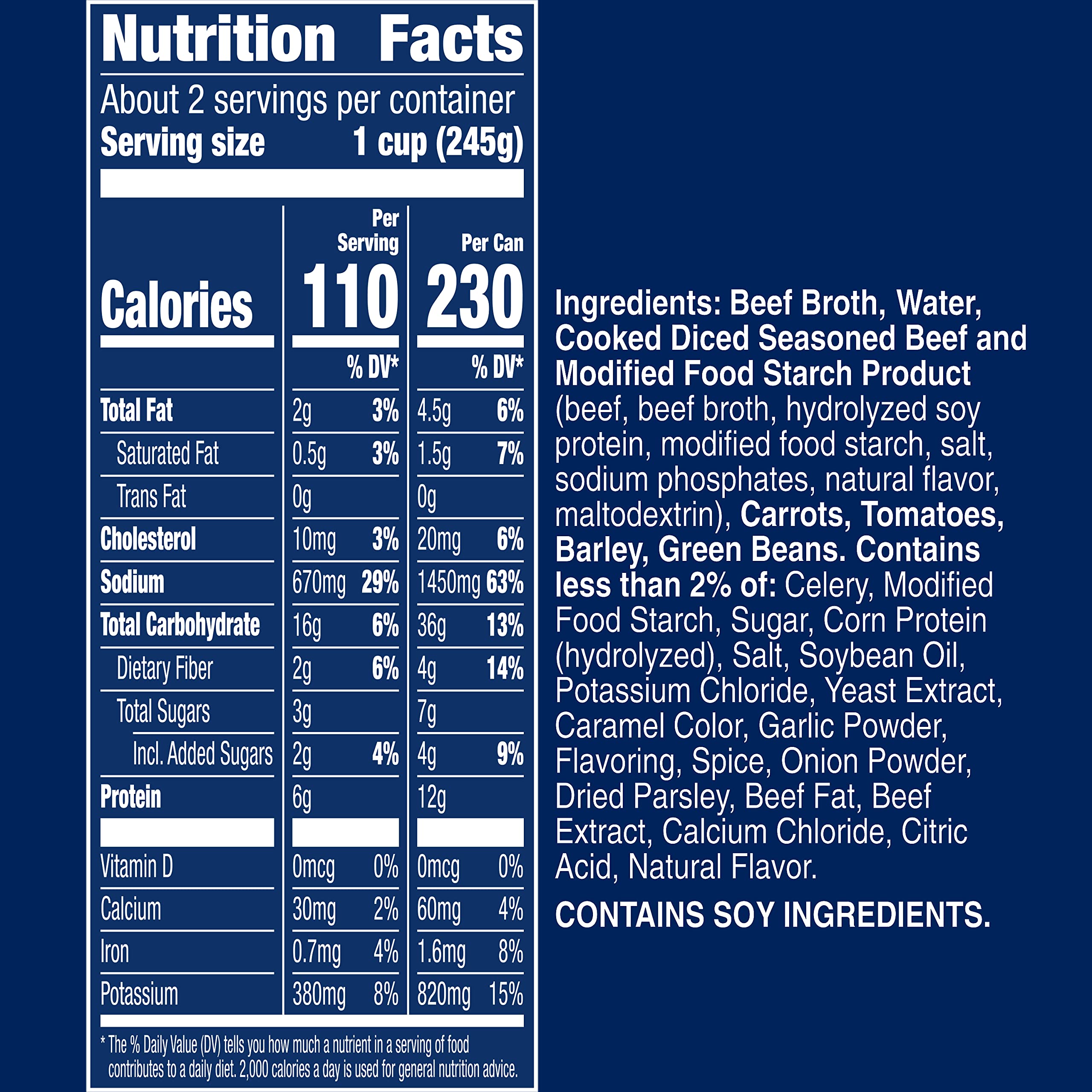Progresso Rich & Hearty Savory Beef Barley Vegetable Canned Soup - 18.6 oz (Pack of 1) | High-Protein Ready-to-Eat Meal for Quick Lunches, Camping & Emergency Food Supply