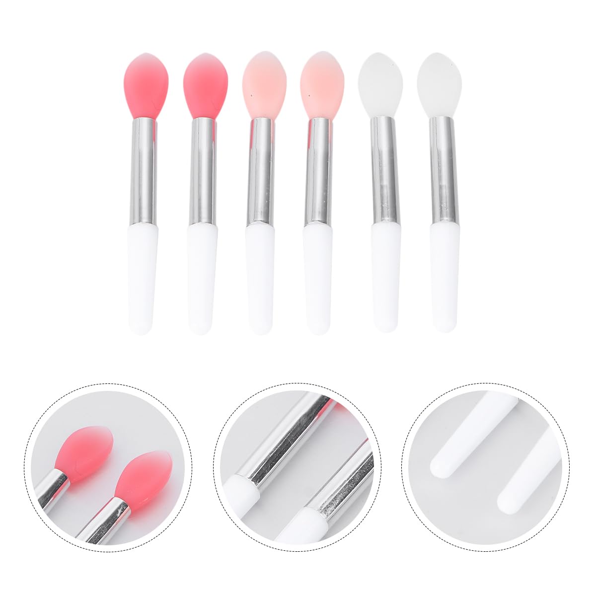 6Pcs Silicone Lip Brush Set - Lip & Eyeshadow Applicator for Lip Oil & Gloss - Perfect for Makeup Kits & Travel
