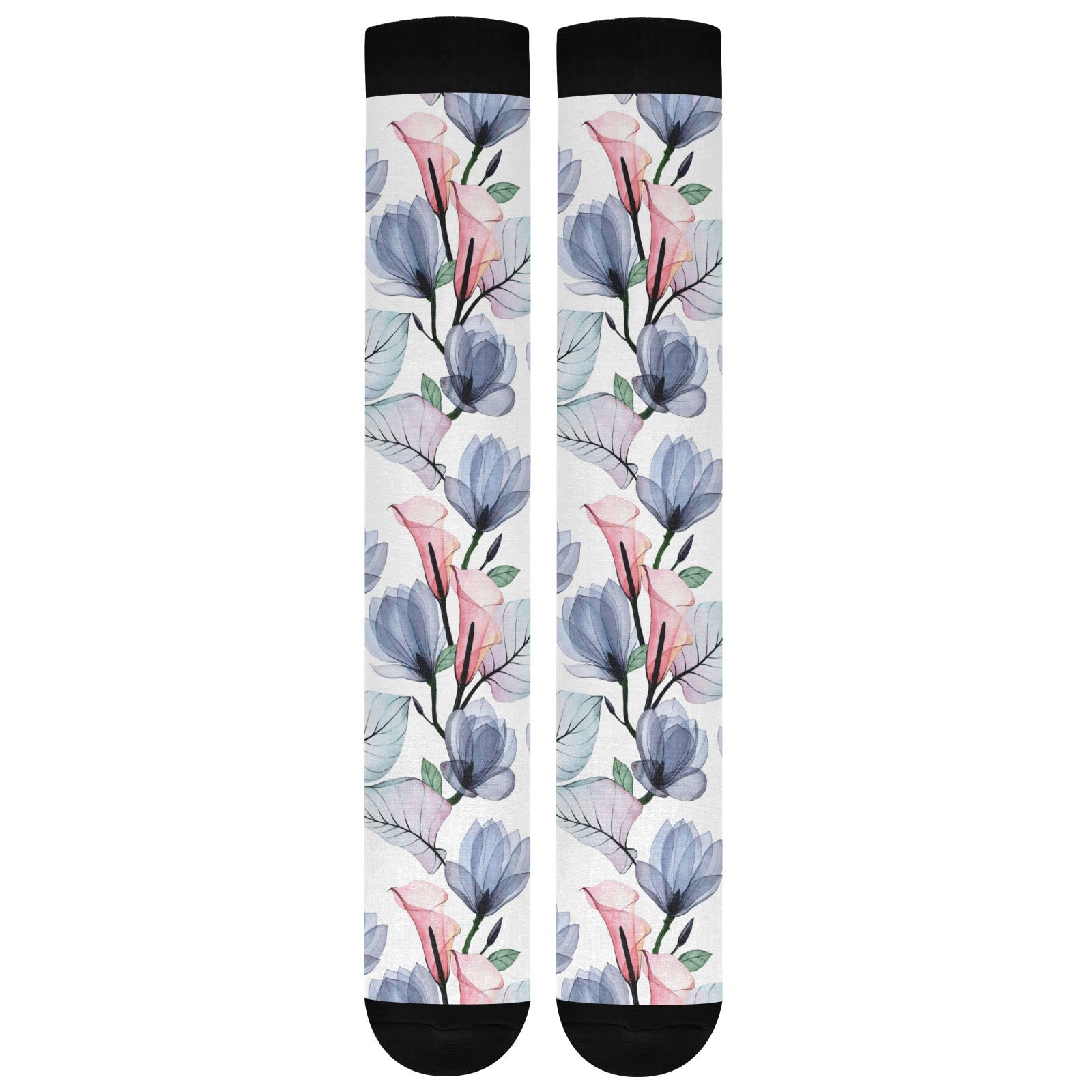 JUNZAN Magnolia Grey Compression Socks for Women & Men - 20-30 mmHg Graduated Support for Running, Cycling, Nursing & Travel - Improve Circulation & Reduce Swelling - Athletic Performance & Recovery Socks