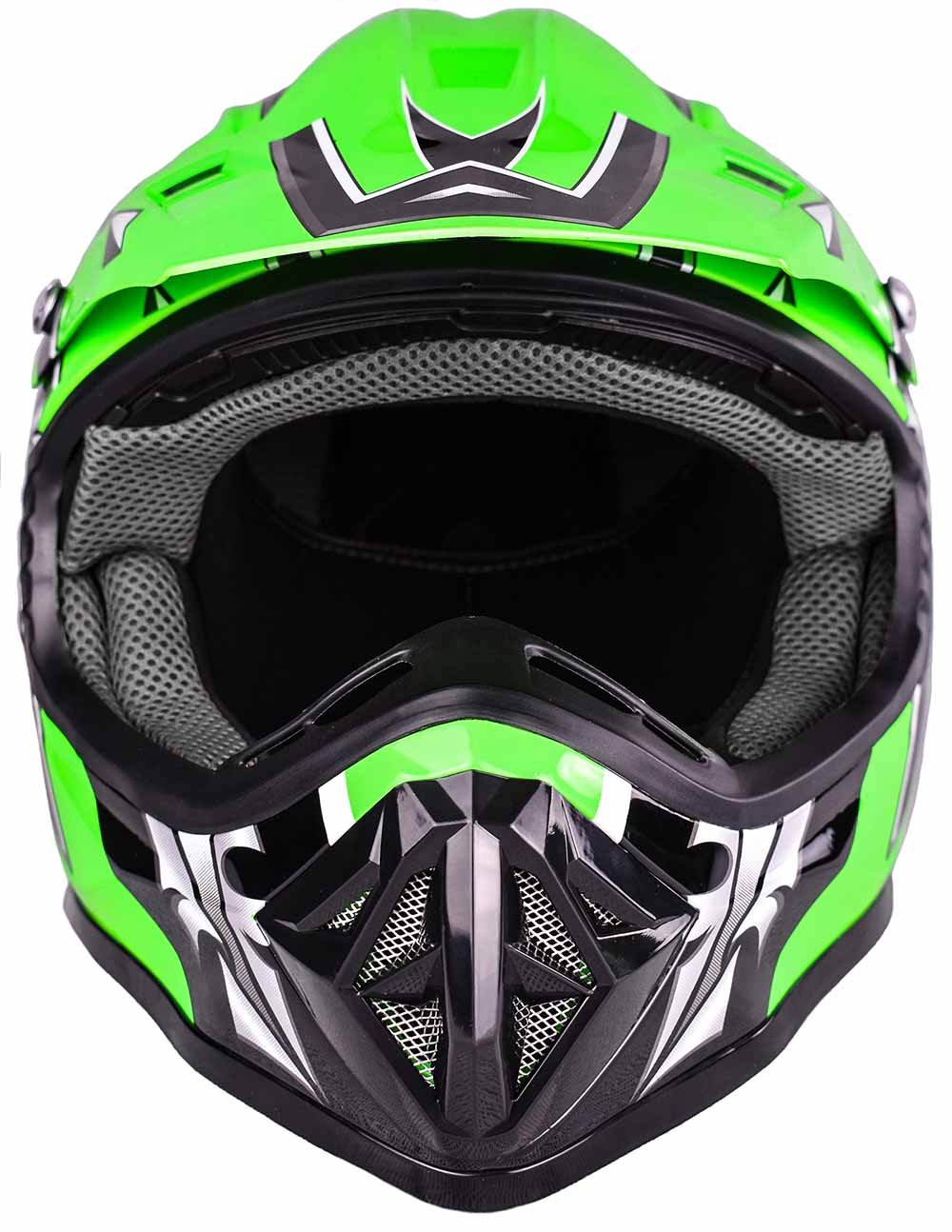 Typhoon Kids Pee Wee Offroad Gear Combo Set - Motocross Helmet, Gloves, Goggles & Chest Protector for ATV Dirt Bike Riding (Green, Large) - Perfect for Young Riders' Safety in Motocross, ATV & Offroad Adventures