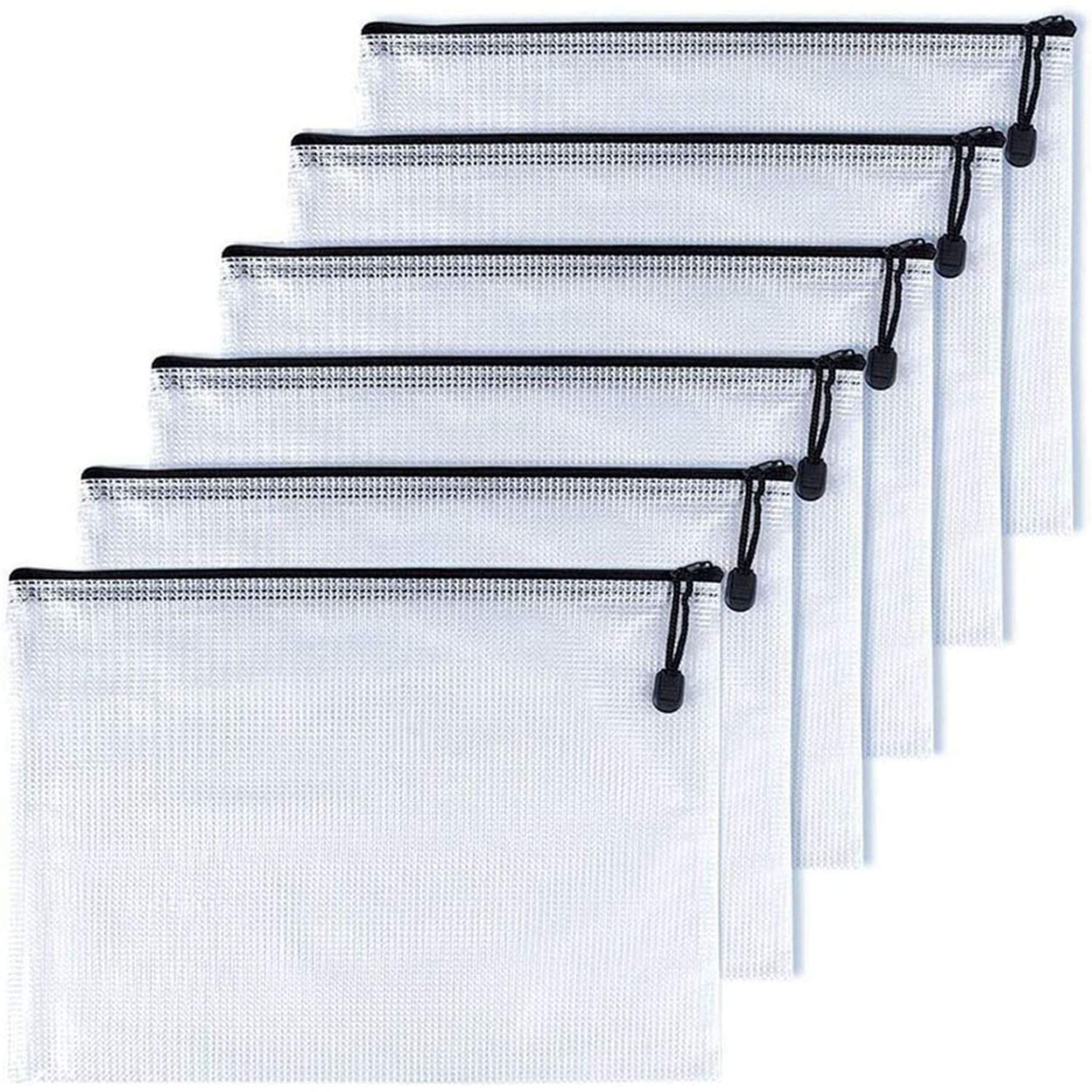 Oaimyy-B8 Mesh Zipper Pouch Document Folders - 6 Pack Black Plastic Zip File Organizer for School, Office Supplies, Travel & Puzzle Storage | Perfect for Organizing Papers, Documents, Stationery & Small Items