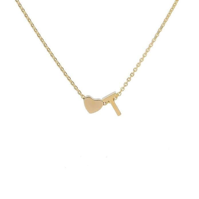 ARZONAI Elegant Alphabet 'T' & Tiny Heart Pendant Locket Necklace - Sterling Silver Chain Jewelry Gift for Women & Girls - Perfect for Valentine's Day, Birthday & Anniversary Gifts