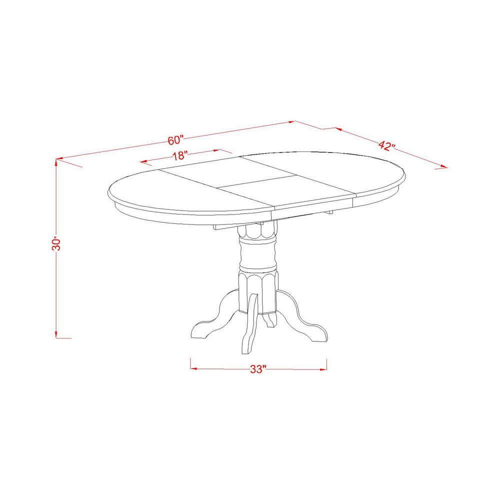 East West Furniture KENI5-WHI-W 5-Piece Dinette Set for 4 - Oval Dining Table with Butterfly Leaf & 4 Kitchen Chairs, 42x60 Inch, Buttermilk & Cherry - Perfect for Small Spaces, Breakfast Nooks & Compact Dining Rooms