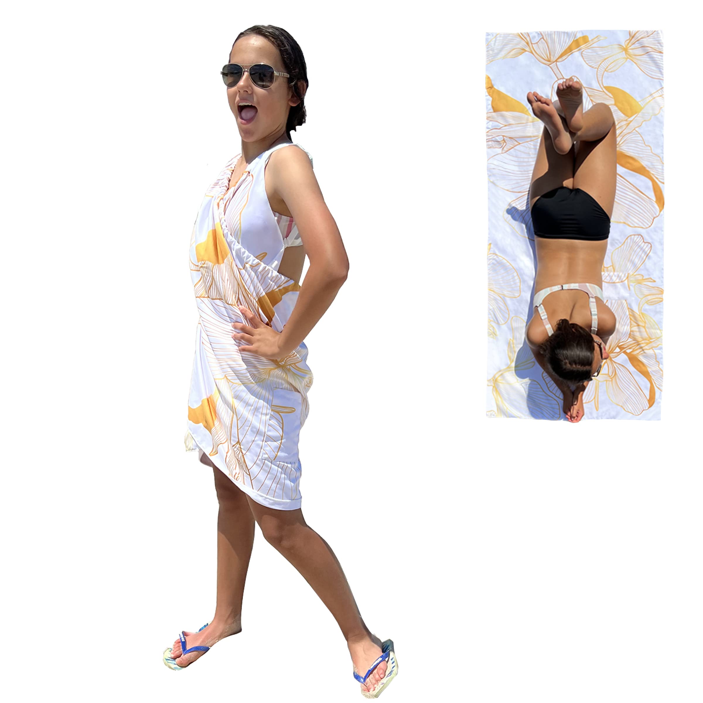 Modern Comfort Towel Wrap - Ultra Soft Microfiber Beach Towel, Blanket & Adjustable Coverup | Quick Drying & Sand Free | Sizes S/M/L | Perfect for Beach, Pool, Yoga & Travel