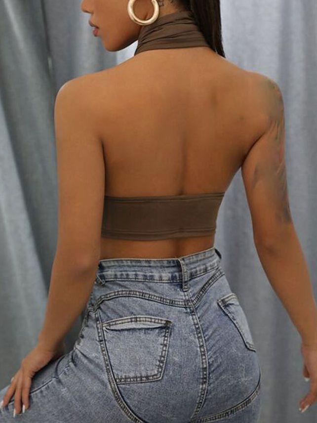 ZASUWA Women's Sexy Cross Halter Hollow Out Backless Tank Top - Perfect for Summer Beach, Party & Night Out