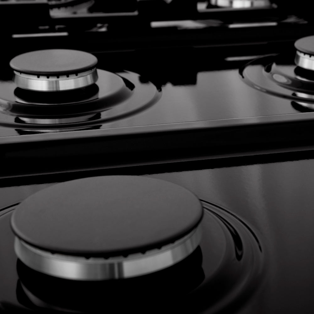 ZLINE 48 Inch Black Stainless Steel Gas Rangetop with 7 Burners & Porcelain Cooktop - Professional Grade Stove for Home Kitchen, Restaurant & Commercial Use (Model RTB 48)