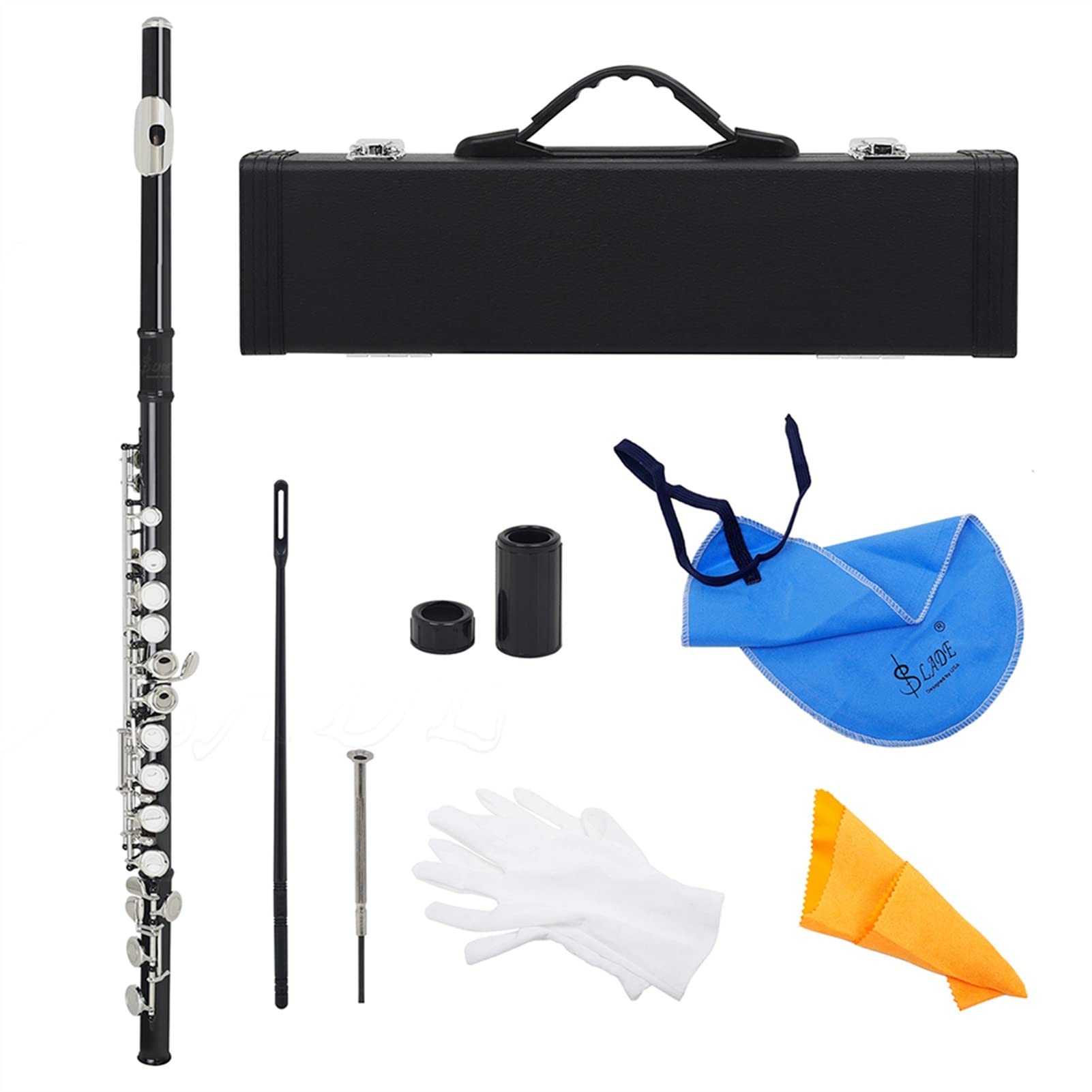 Kerrey Silver Key Cupronickel Closed Hole C Tone Flute - 16 Holes Professional Transverse Flute for Kids with Black Case | Perfect for Beginners, School Band & Music Lessons