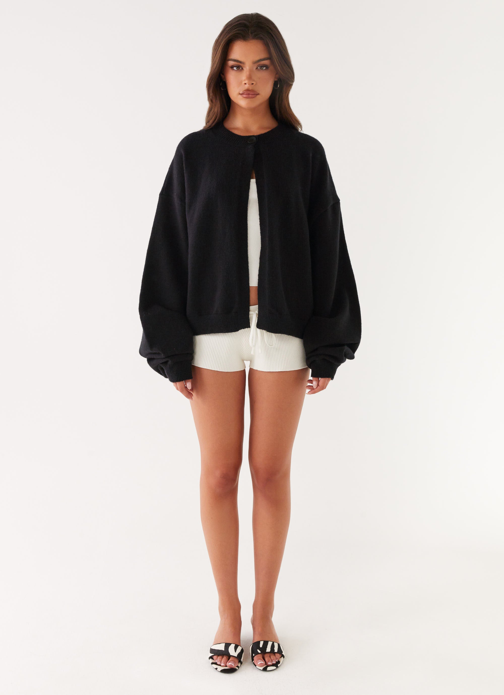 Annie One Button Cardigan for Women - Soft & Cozy Black Knit Sweater | Perfect for Office, Date Night & Casual Outfits
