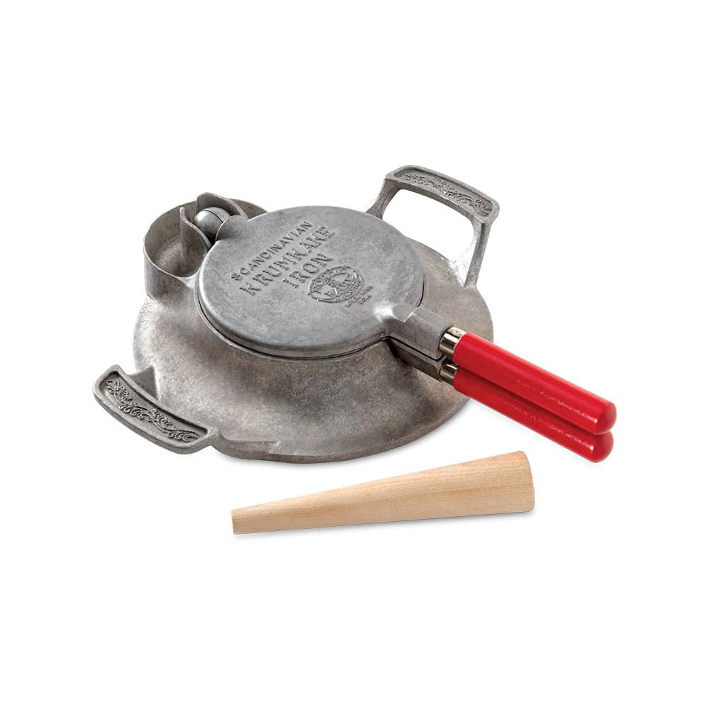 Nordic Ware Krumkake Iron - Traditional Norwegian Cookie Maker for Stovetop, Silver - Perfect for Holiday Baking and Scandinavian Desserts