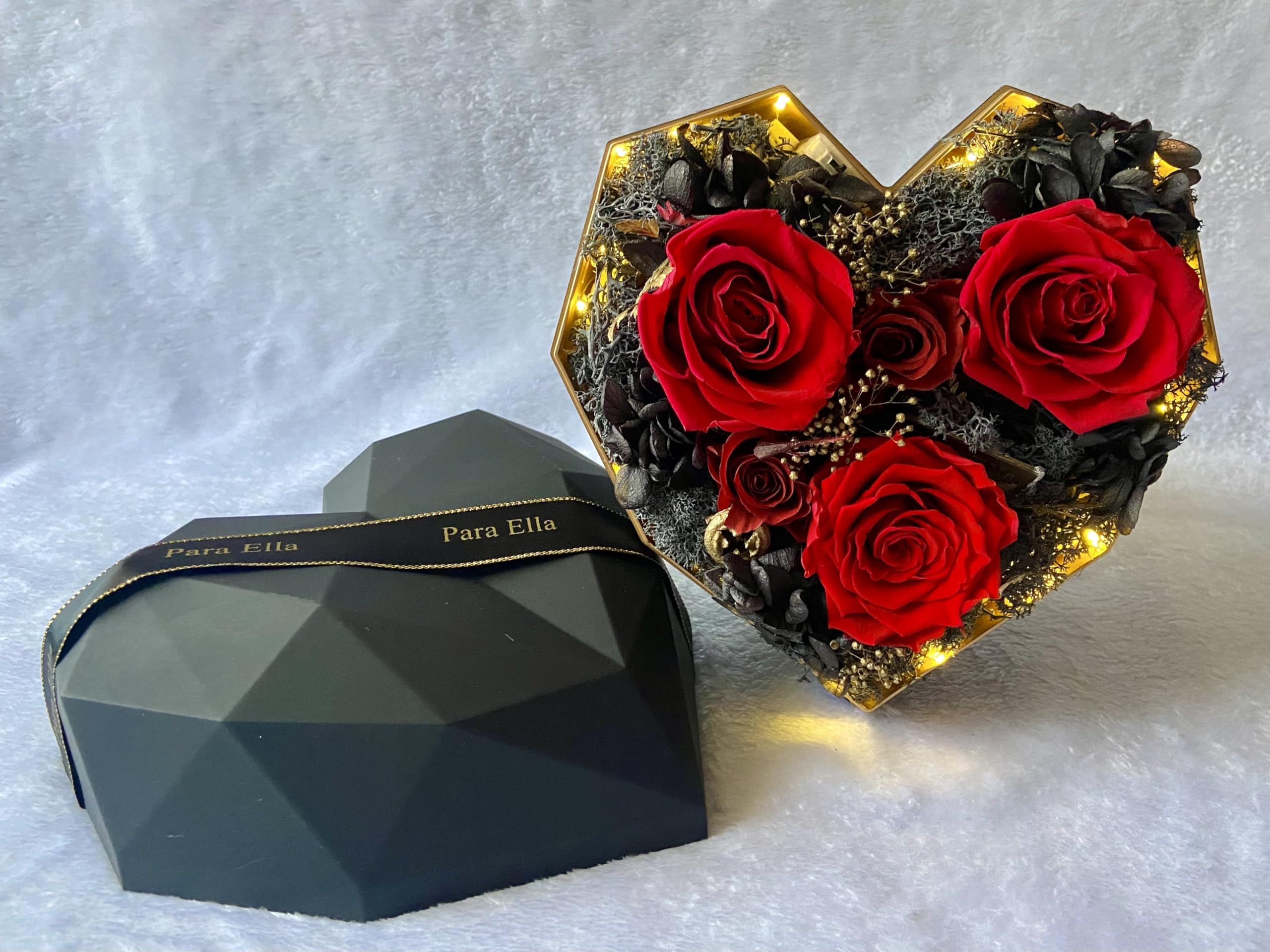 Eternal Red Rose Gift for Her - LED Flower in Heart Shaped Box, Artificial Preserved Roses for Anniversary, Valentine's Day, Wedding & Christmas | Romantic Home Decor, Bedroom Centerpiece, Girlfriend/Mother Gift Idea