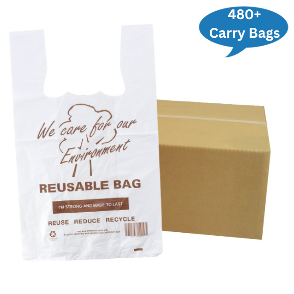 Eco-Friendly Reusable Printed Plastic Shopping Bags 35UM | Durable Grocery Tote Bags for Supermarket, Retail & Farmers Market Use