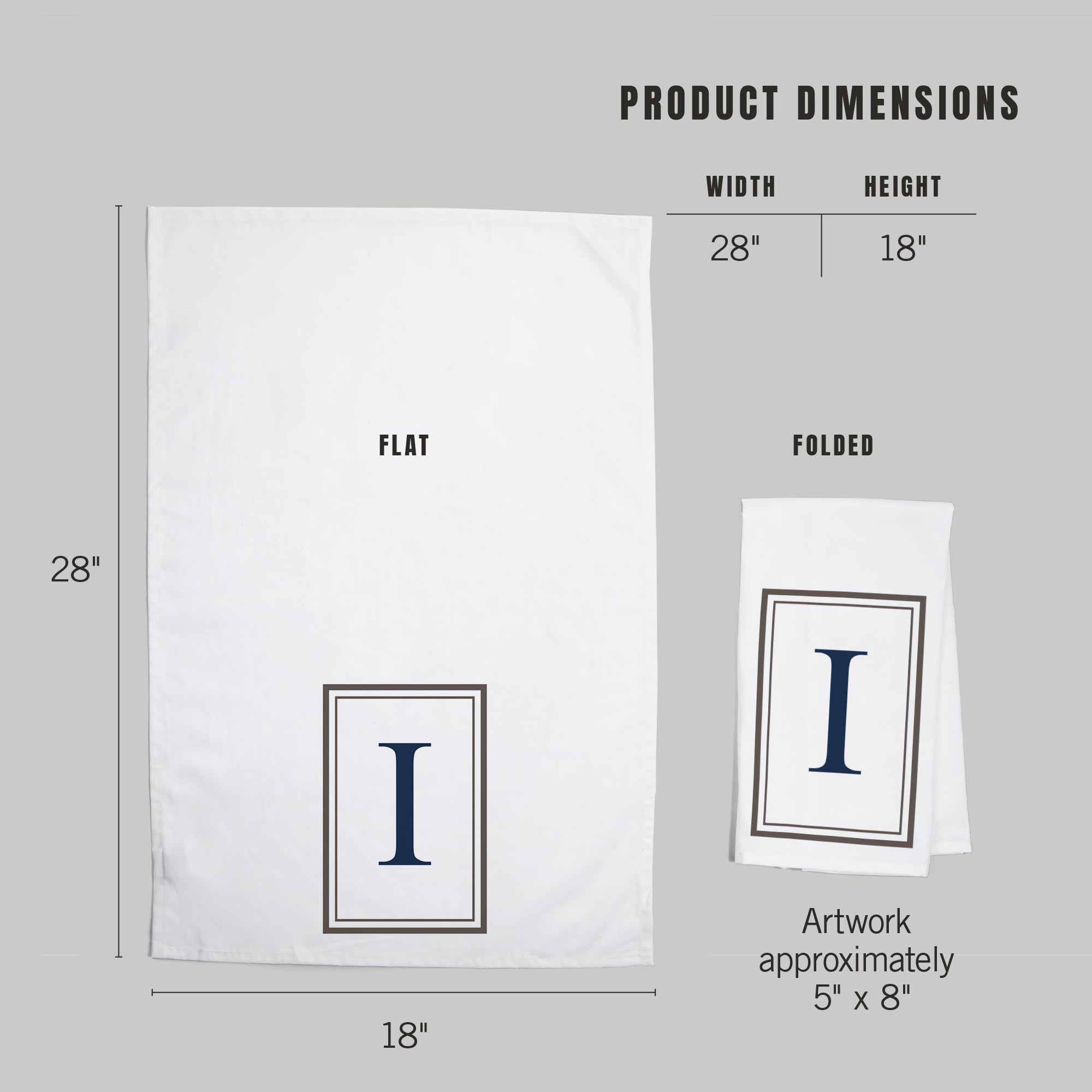 Lantern Press Monogram Cotton Tea Towel - Gray & Blue Decorative Hand Towel for Kitchen, Bathroom & Home Decor | Premium 100% Cotton Dish Towel for Drying Dishes, Gift Giving & Farmhouse Style