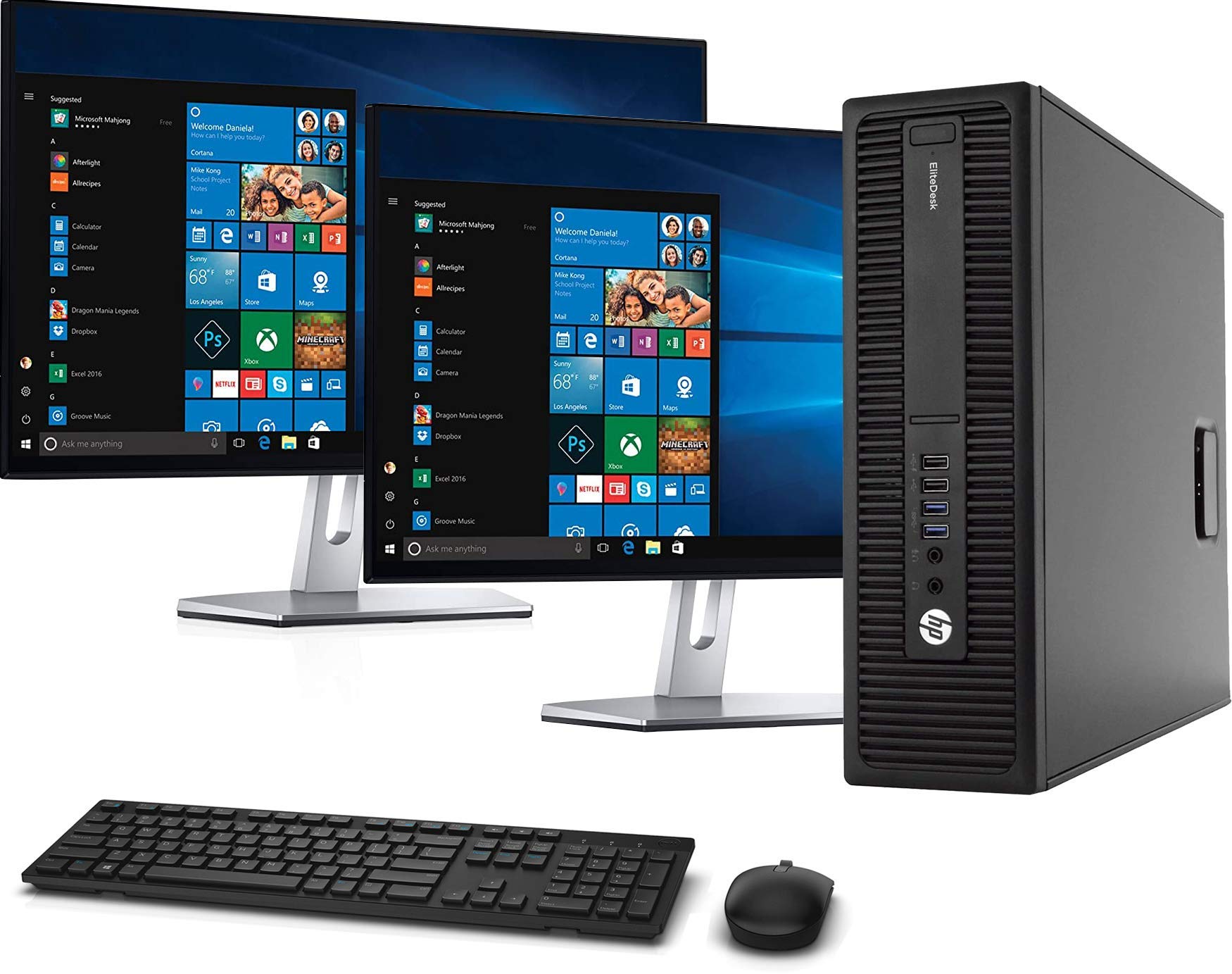 HP 800 G2 SFF Business Desktop PC - Intel Core i5-6500 3.2GHz, 16GB RAM, 512GB M.2 SSD, WiFi, Bluetooth, Wireless Keyboard & Mouse, Dual 23.8