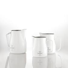 Premium Sanremo Milk Frothing Pitcher - 12oz Stainless Steel Milk Steamer Jug for Latte Art & Coffee Baristas (White) - Perfect for Home Espresso Machines & Professional Cafes