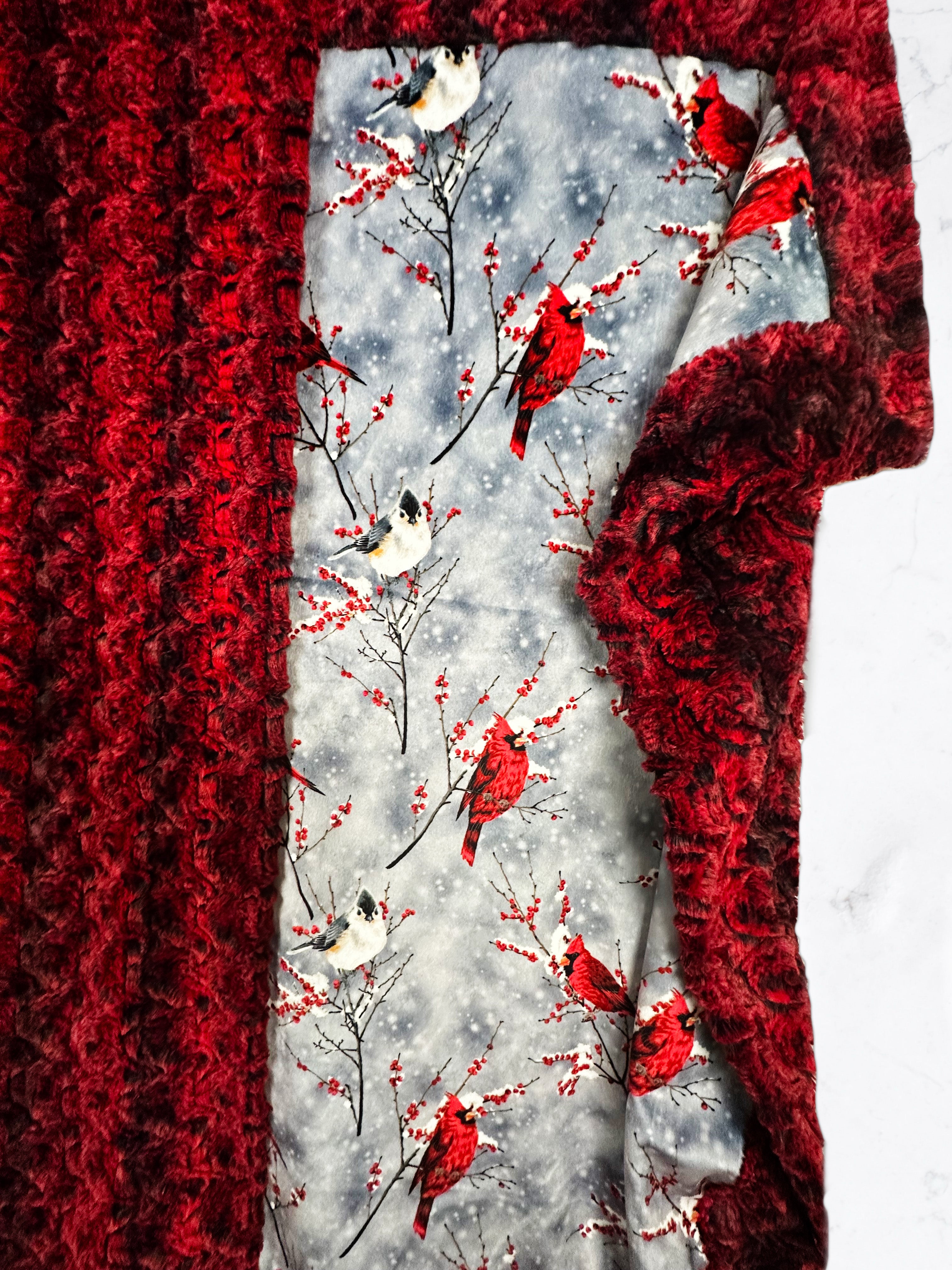 Cardinal Sparrow on Paloma Rocket - Soft Adult Large Blanket 55x75 Inches - Cozy Throw for Bed, Couch & Outdoor Picnics
