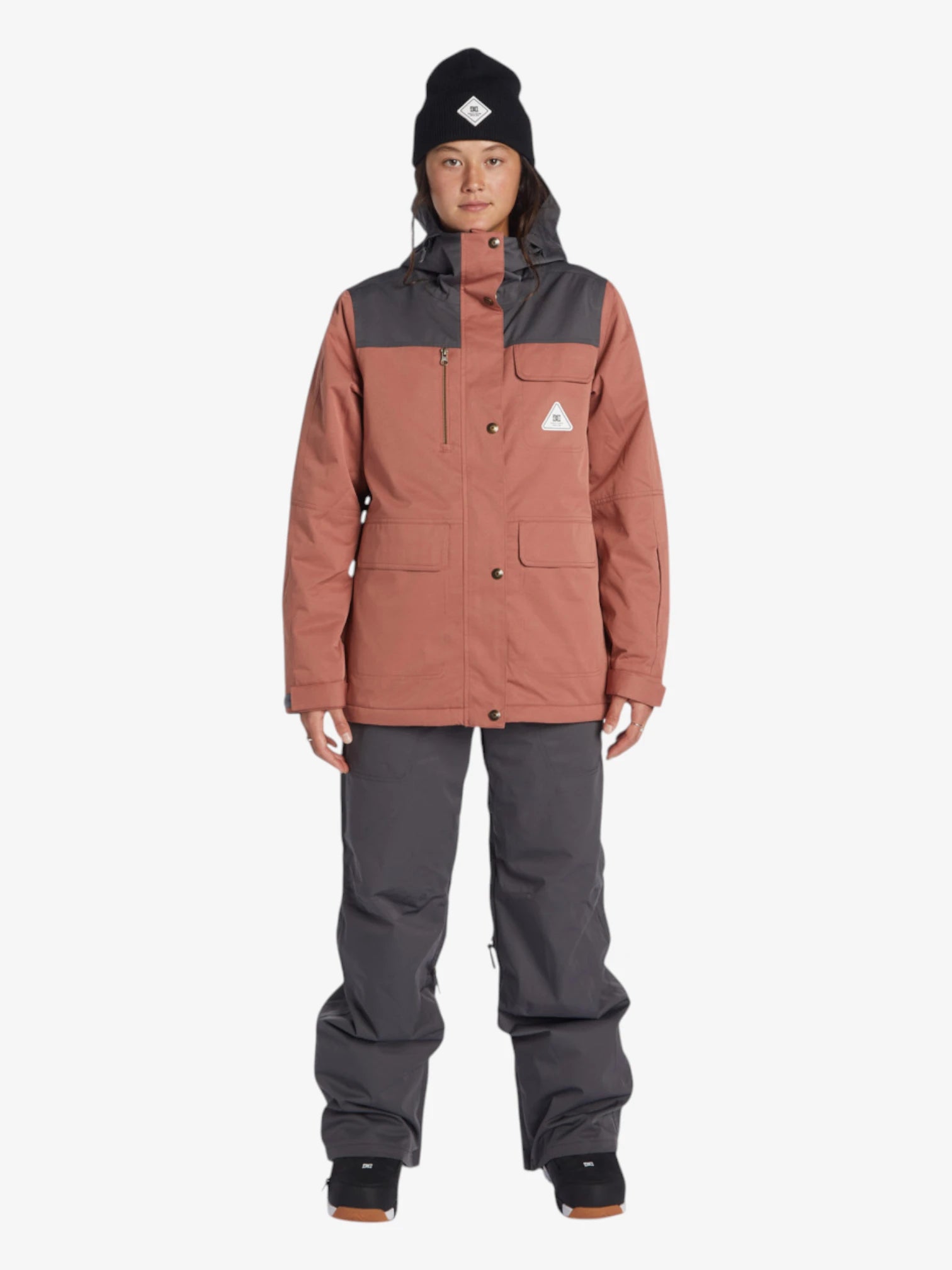DC Women's Snow Liberate Jacket in Salmon Gray - Waterproof Winter Coat for Skiing & Outdoor Adventures