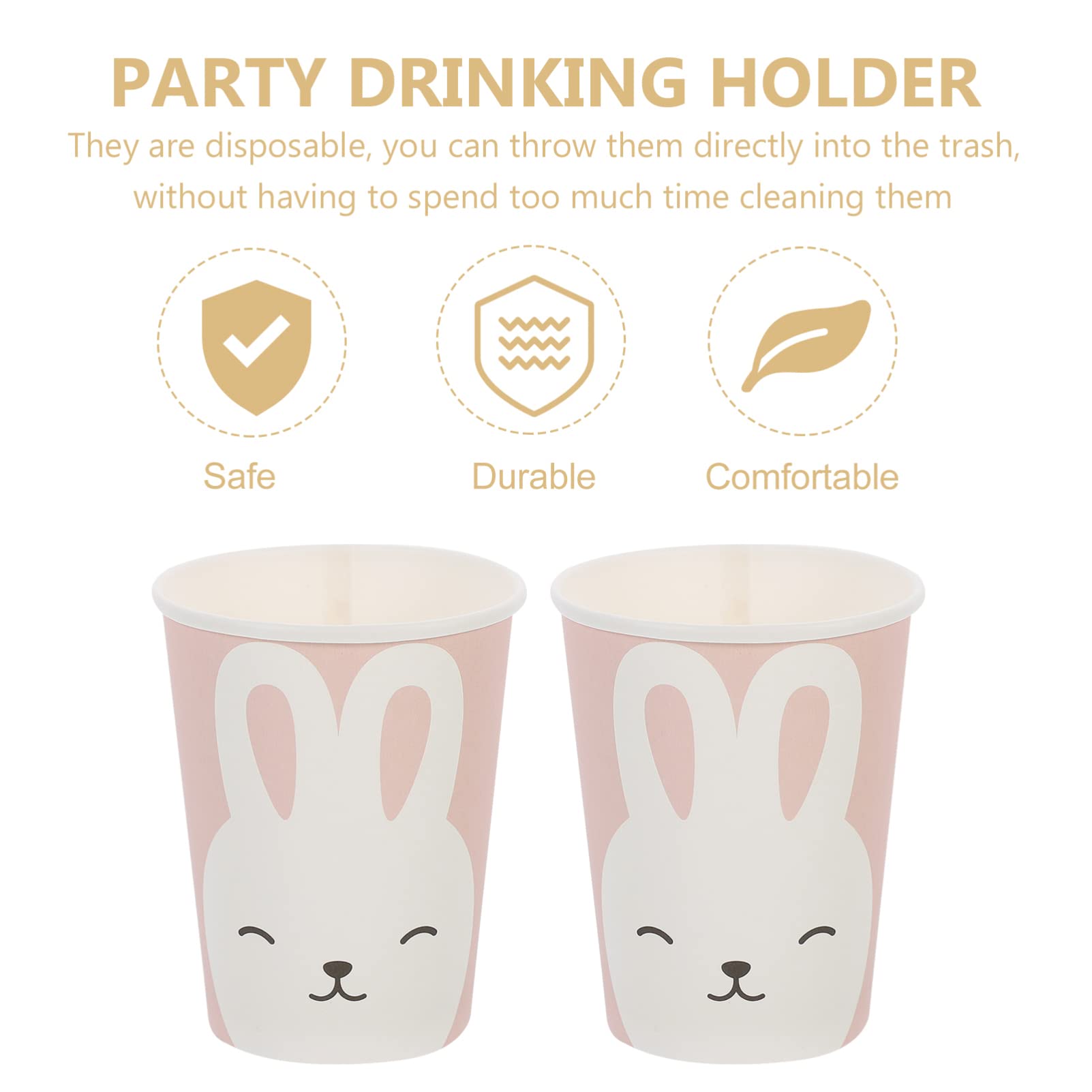 Bestoyard 32Pcs Bunny Rabbit Easter Paper Tea Cups - Cute Disposable Drinking Cups for Hot & Cold Beverages, Water, Juice, Coffee, Tea - Perfect for Easter Parties, Baby Showers, and Holiday Gatherings