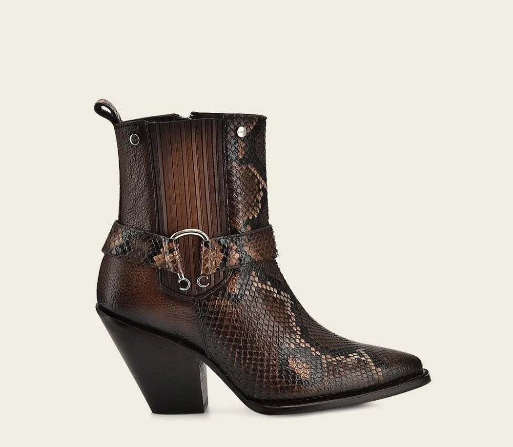Women's Cuadra Brown Western Cowgirl Python Leather Ankle Boots - Stylish & Comfortable for Country Dancing, Rodeo Events & Casual Wear