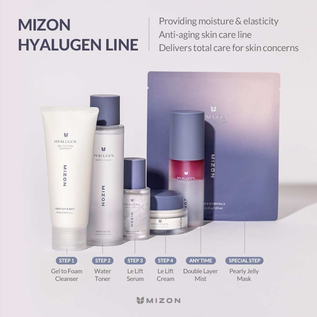 MIZON Hyalugen Le Lift Cream with Hyaluronic Acid & Marine Collagen - Deep Hydration Anti-Aging Face Moisturizer for Youthful Skin - Korean Skincare for Dry, Sensitive Skin - 1.69 oz - Perfect for Night Routine & Daily Hydration