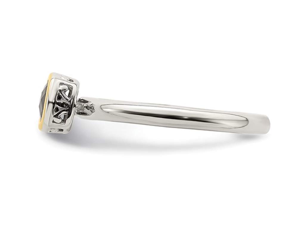 4/5 Carat (ctw) Sterling Silver Solitaire Garnet Ring with Yellow Gold Accent - Elegant Gift for Anniversary, Birthday & Valentine's Day