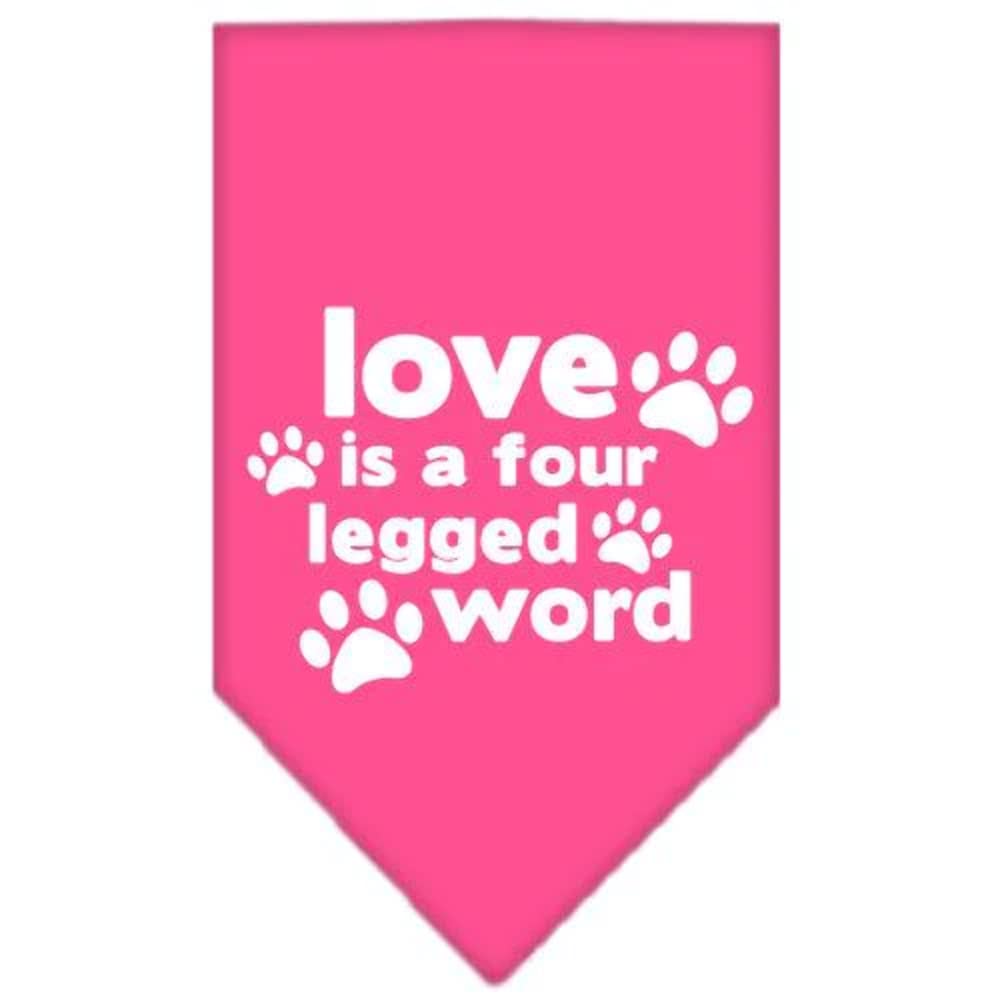 Dog Bandana for Pets - 'Love Is A Four Legged Word' Navy Blue Small Bandana - Perfect for Pet Birthdays, Holidays & Photo Shoots
