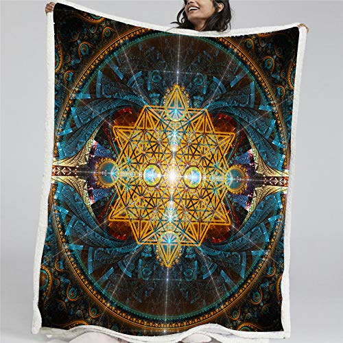 Sacred Geometry Sherpa Fleece Throw Blanket - Soft Spiritual Design for Meditation & Yoga - Large Cozy Blanket for Bed, Couch & Home Decor