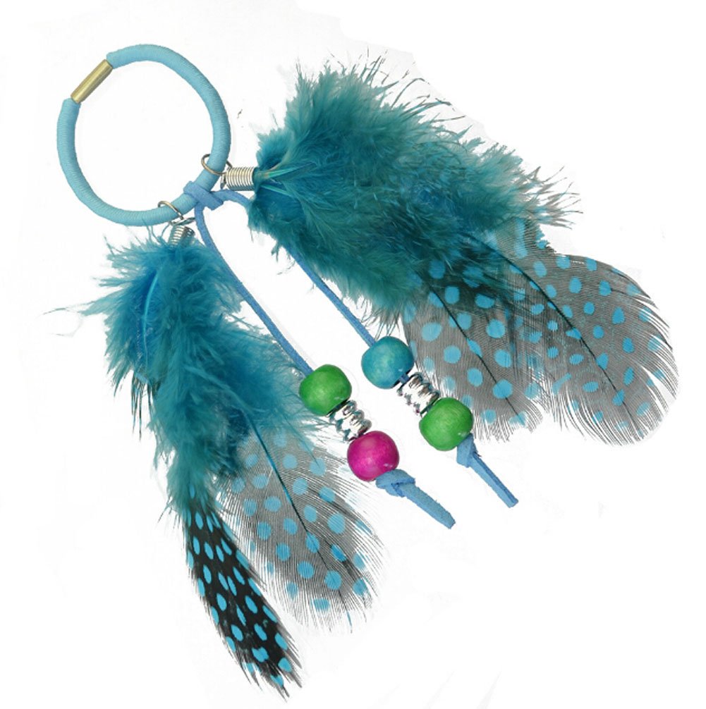 Suoirblss 4PCS Handmade Boho Hippie Hair Wraps - Women's Feather Hair Ties, Headbands & Ponytail Holders for Festival, Beach & Everyday Styling