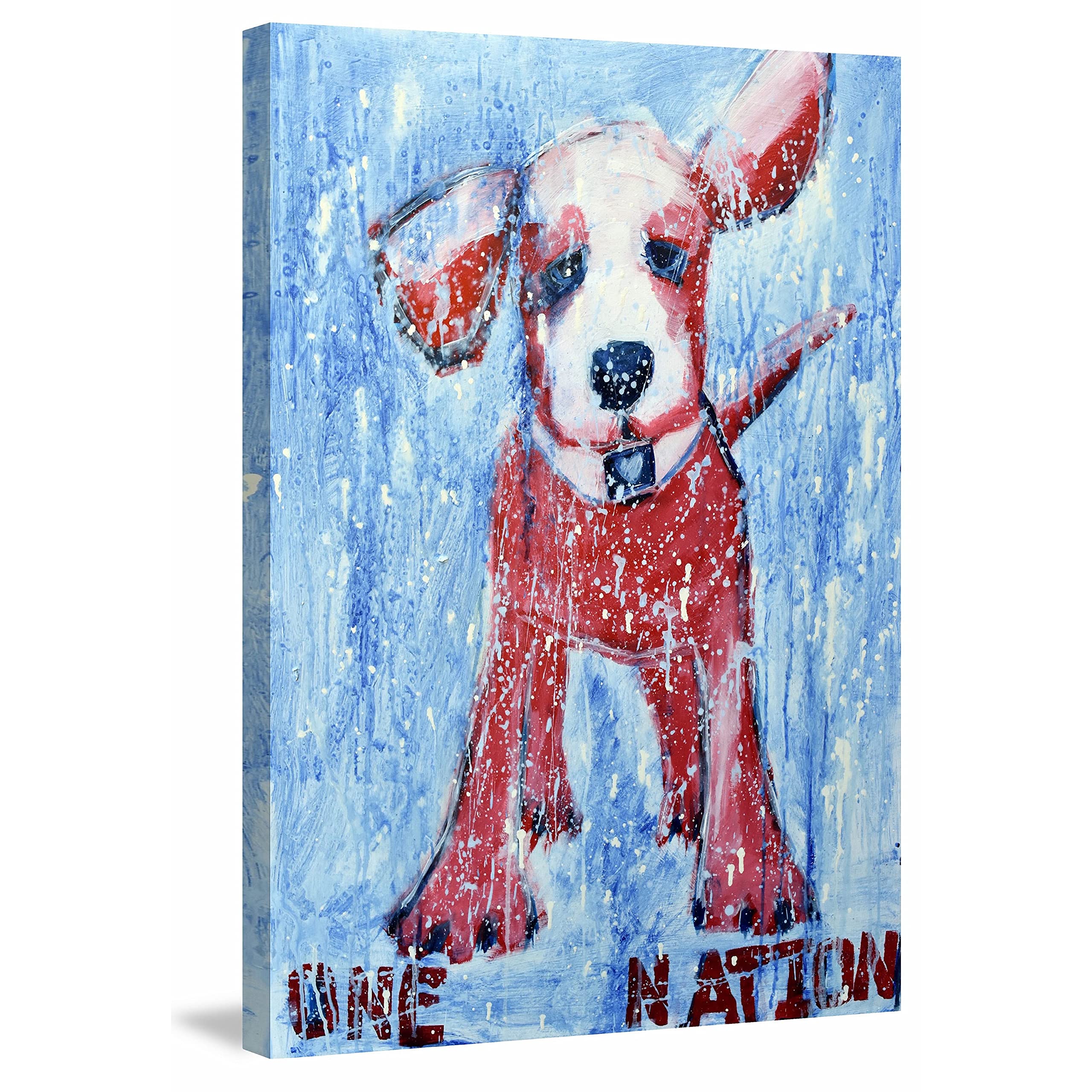 Handmade One Nation Under Dog Canvas Art Print - 30x45 Inch Framed Wall Decor for Living Room, Bedroom & Office | Unique Dog Lover Gift by Marmont Hill