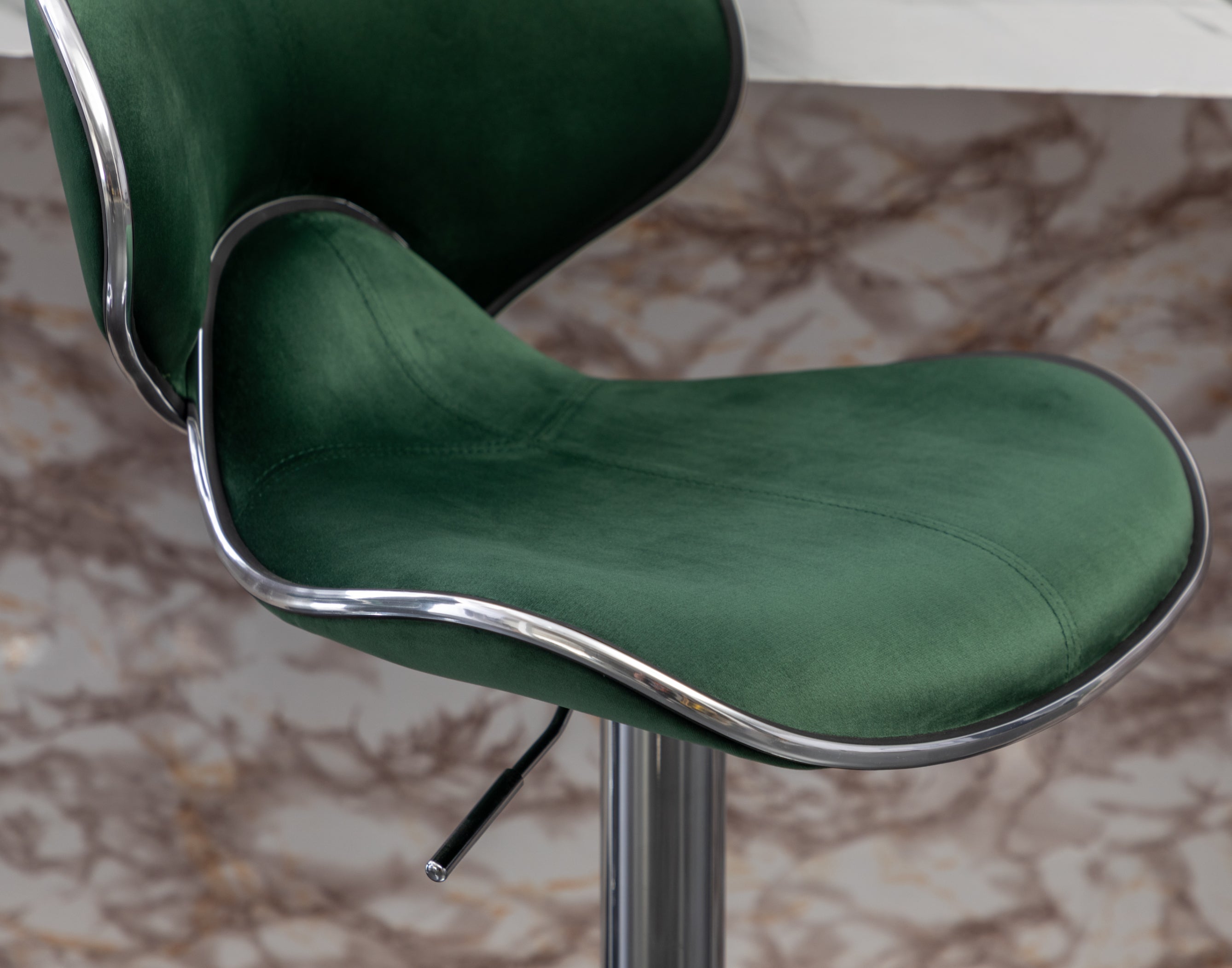 Roundhill Furniture Masaccio Velvet Adjustable Swivel Bar Stool - Set of 2, Green Upholstered Counter Height Stools for Kitchen Island, Bar & Breakfast Nook
