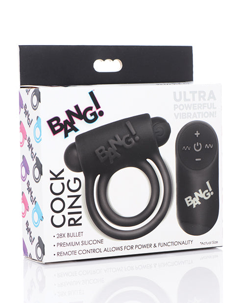Premium Rechargeable Silicone Cock Ring & Bullet Vibrator with Remote Control - Black - Enhance Intimacy & Couples Play for Ultimate Pleasure