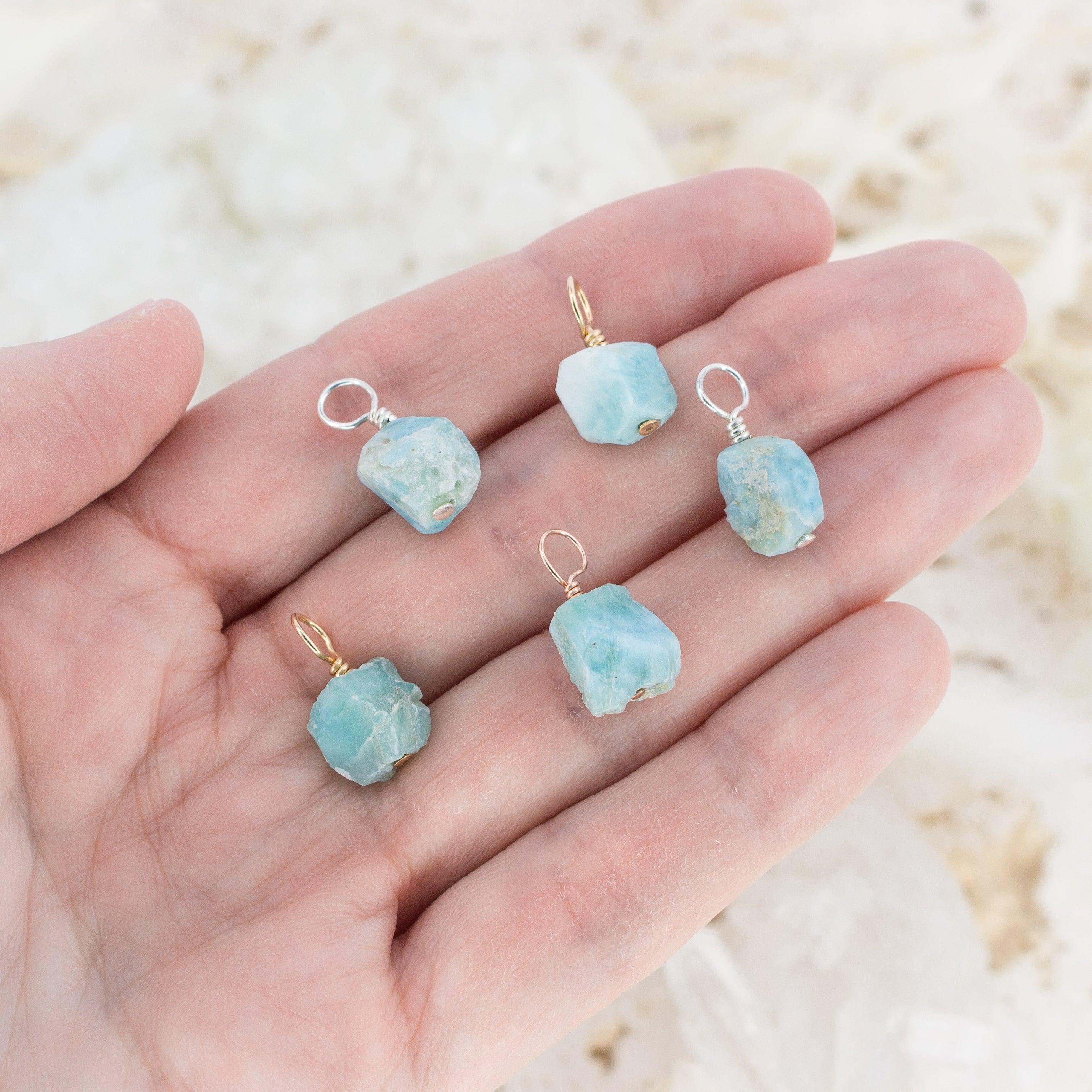 Natural Raw Larimar Crystal Pendant Necklace - Handmade Blue Stone Jewelry for Women - Perfect for Beach Vacation, Boho Style & Spiritual Healing